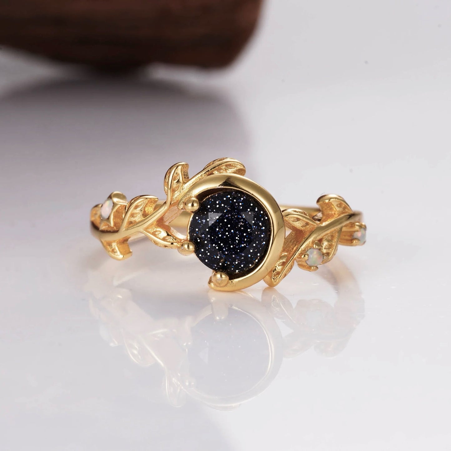 Tanya Sandstone and Opal Ring with gold-tone setting