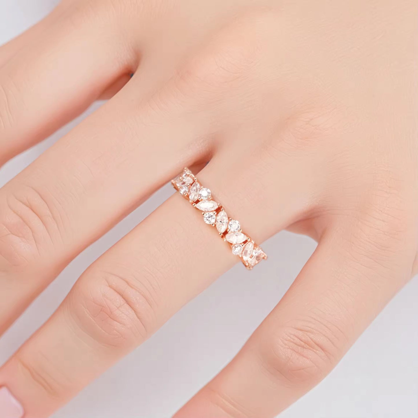 Abi Moissanite Marquise and Round Wedding Band