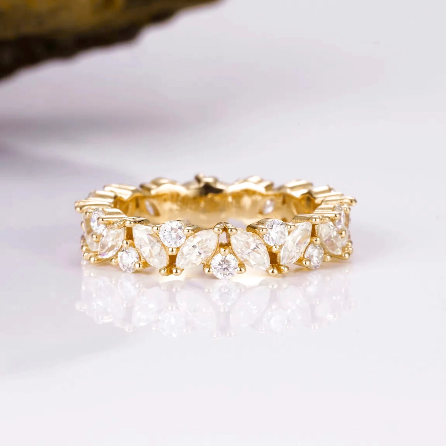 Abi Moissanite Marquise and Round Wedding Band