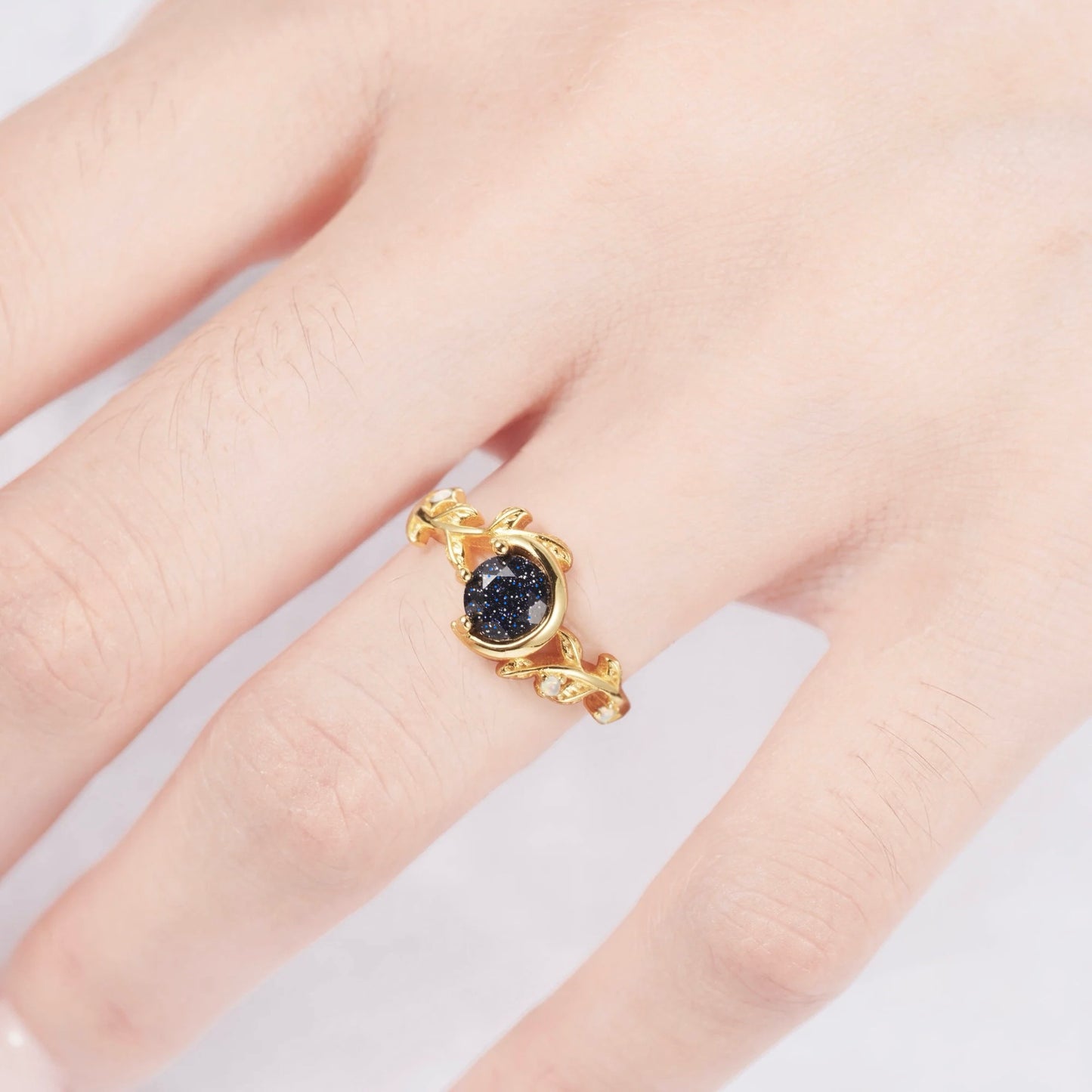 Tanya Sandstone and Opal Ring with gold-tone setting