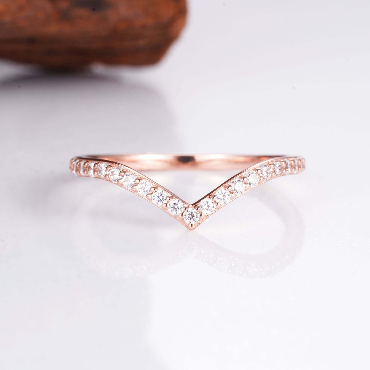 Jenna Curved Gemstone Stacking Band Rose Gold
