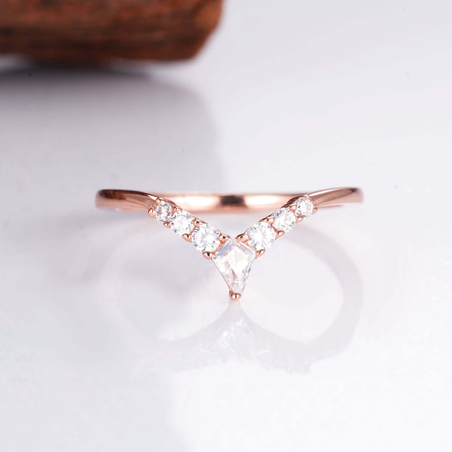 Bobbi Curved Gemstone Stacking Band Rose Gold