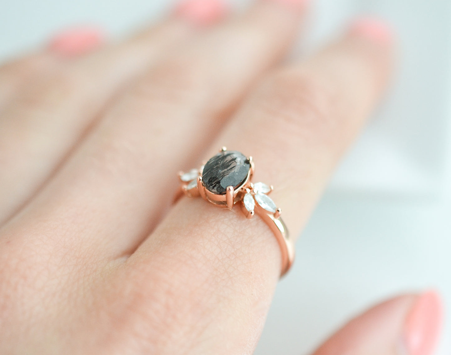 Ivy Black Rutilated Quartz Ring