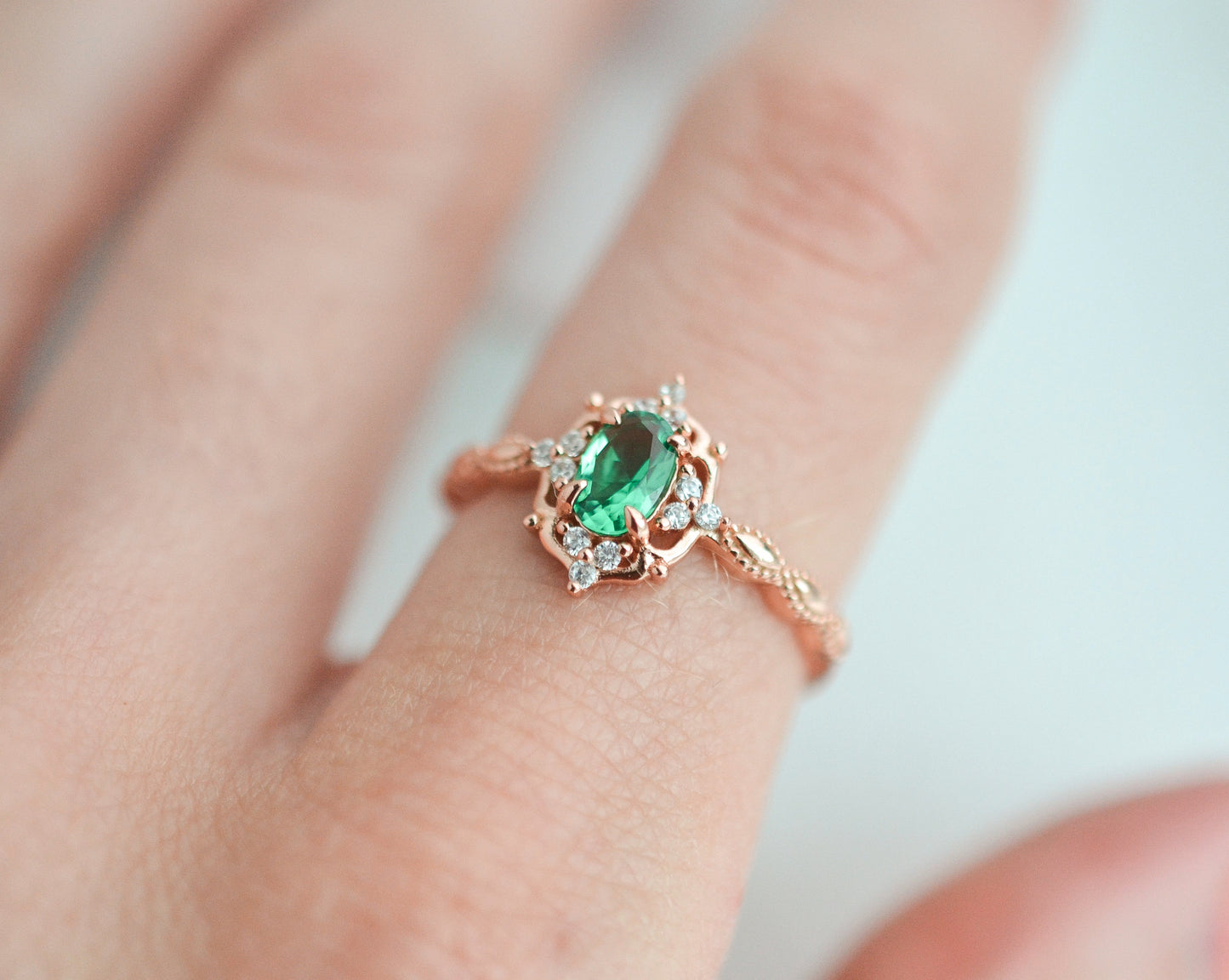 Fia Emerald Ring Rose Gold