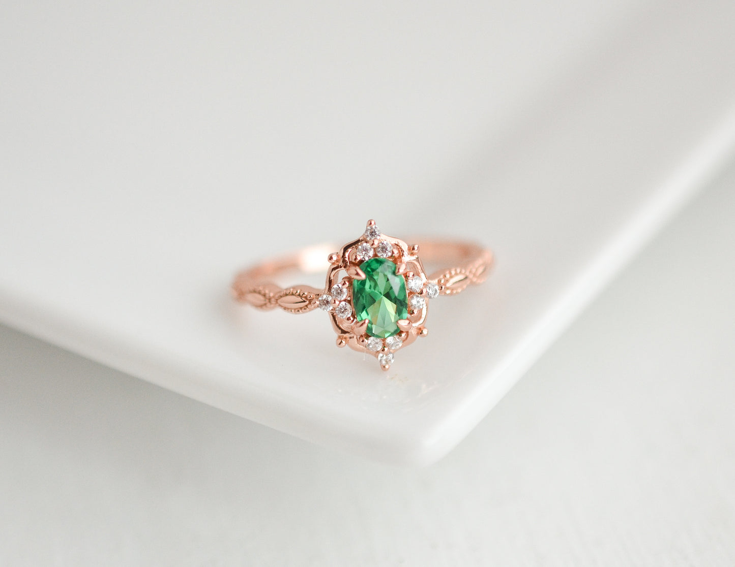 Fia Emerald Ring Rose Gold