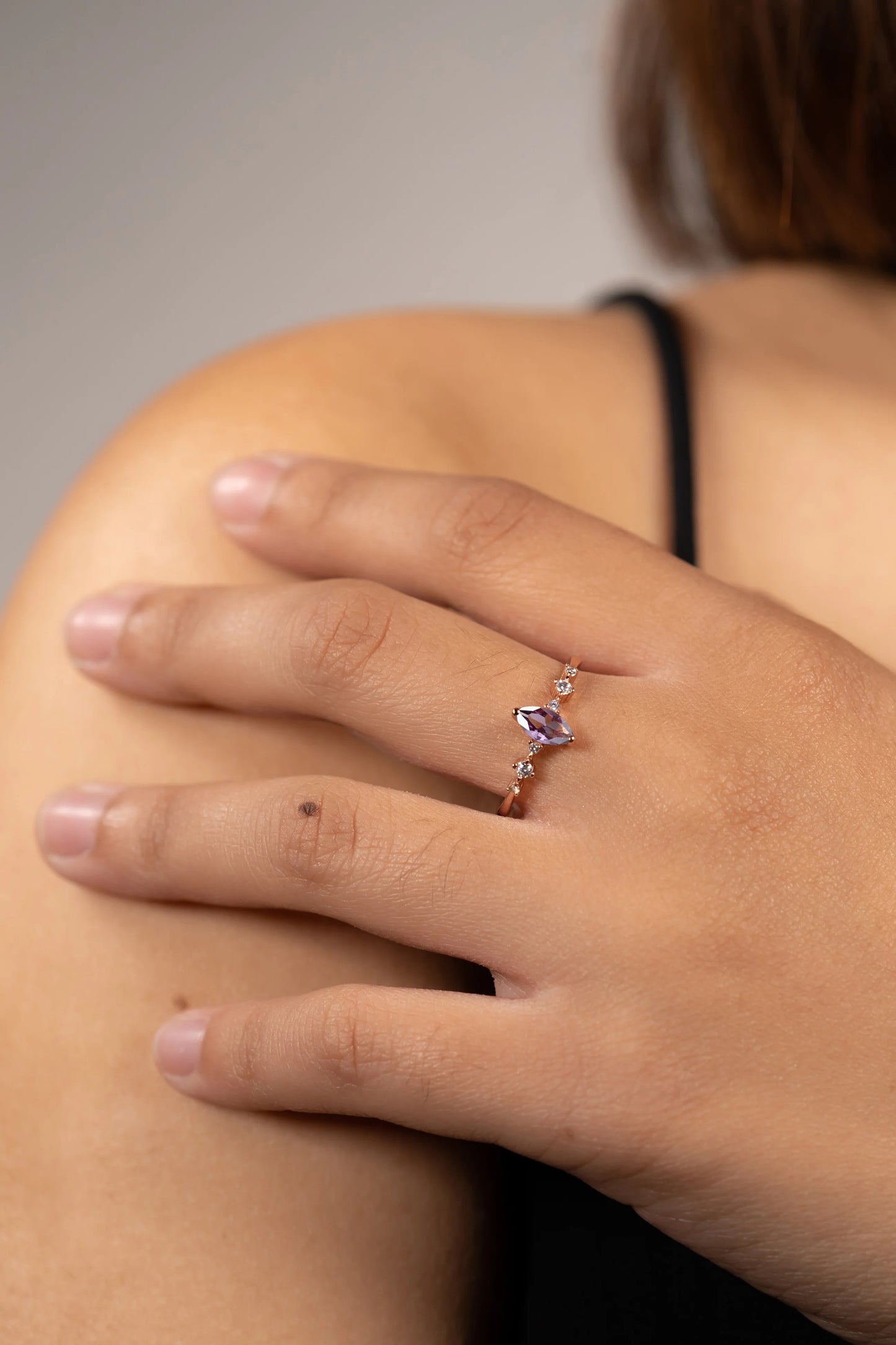 Ava Amethyst Ring Rose Gold