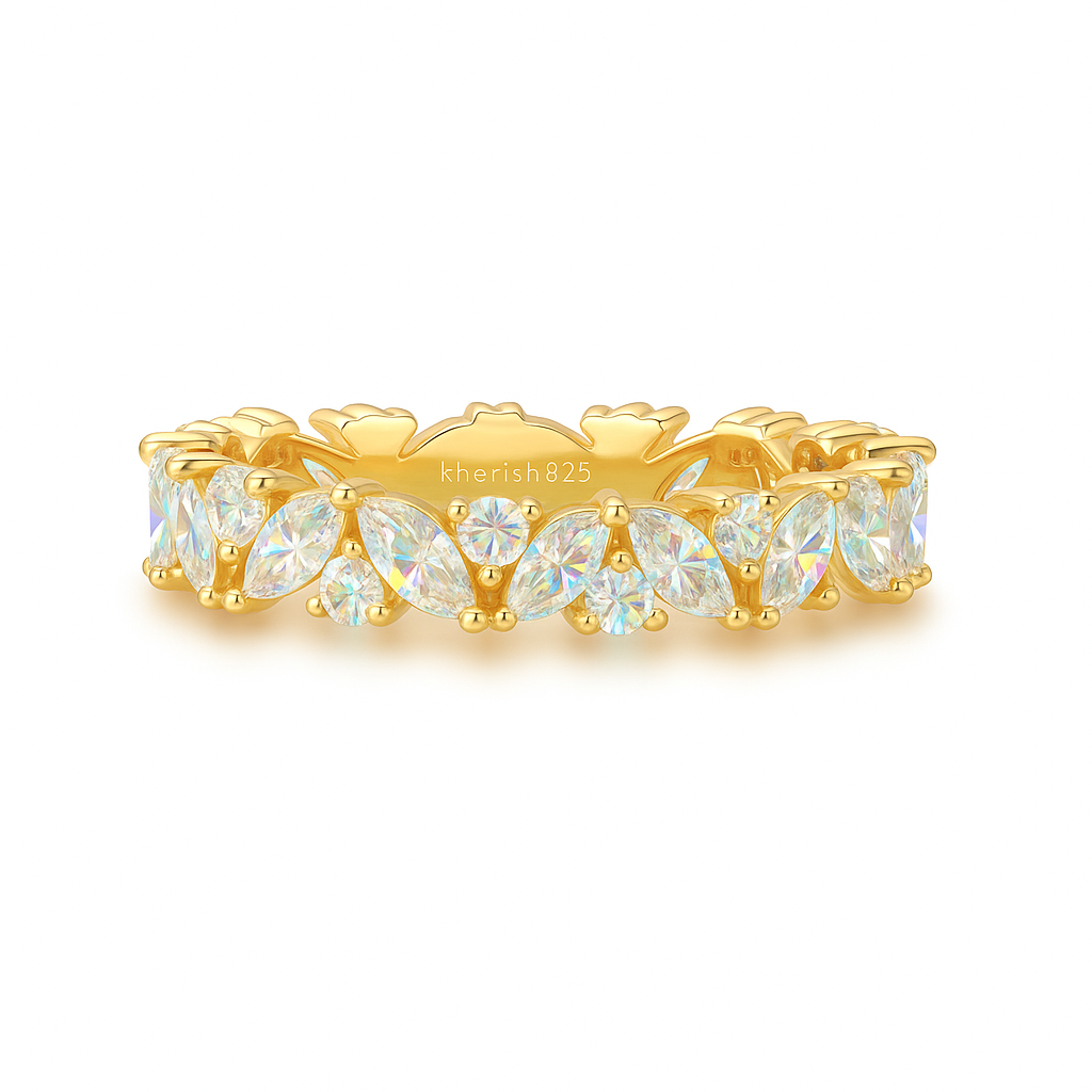 Abi Moissanite Marquise and Round Wedding Band Gold