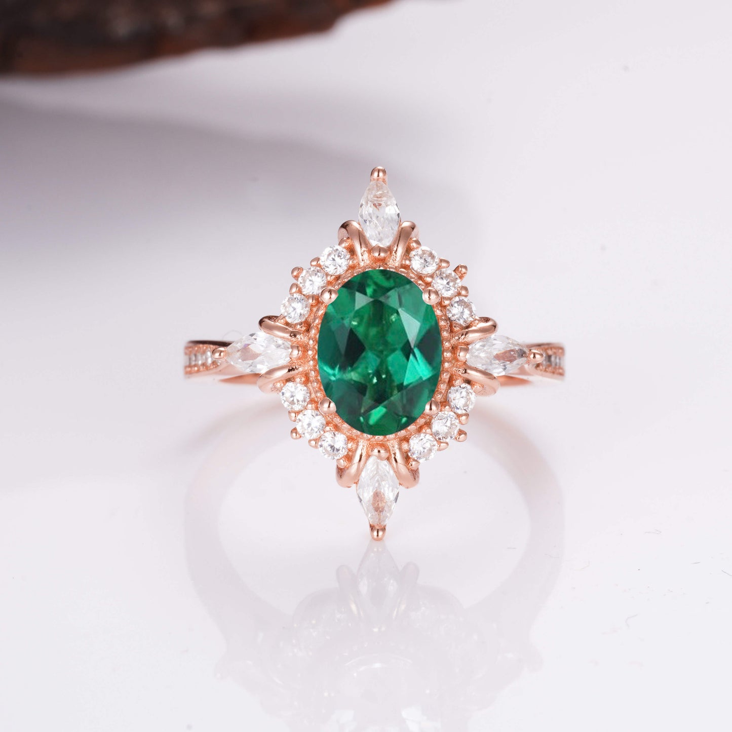 Mia Emerald Ring Rose Gold – Handcrafted Gemstone Ring