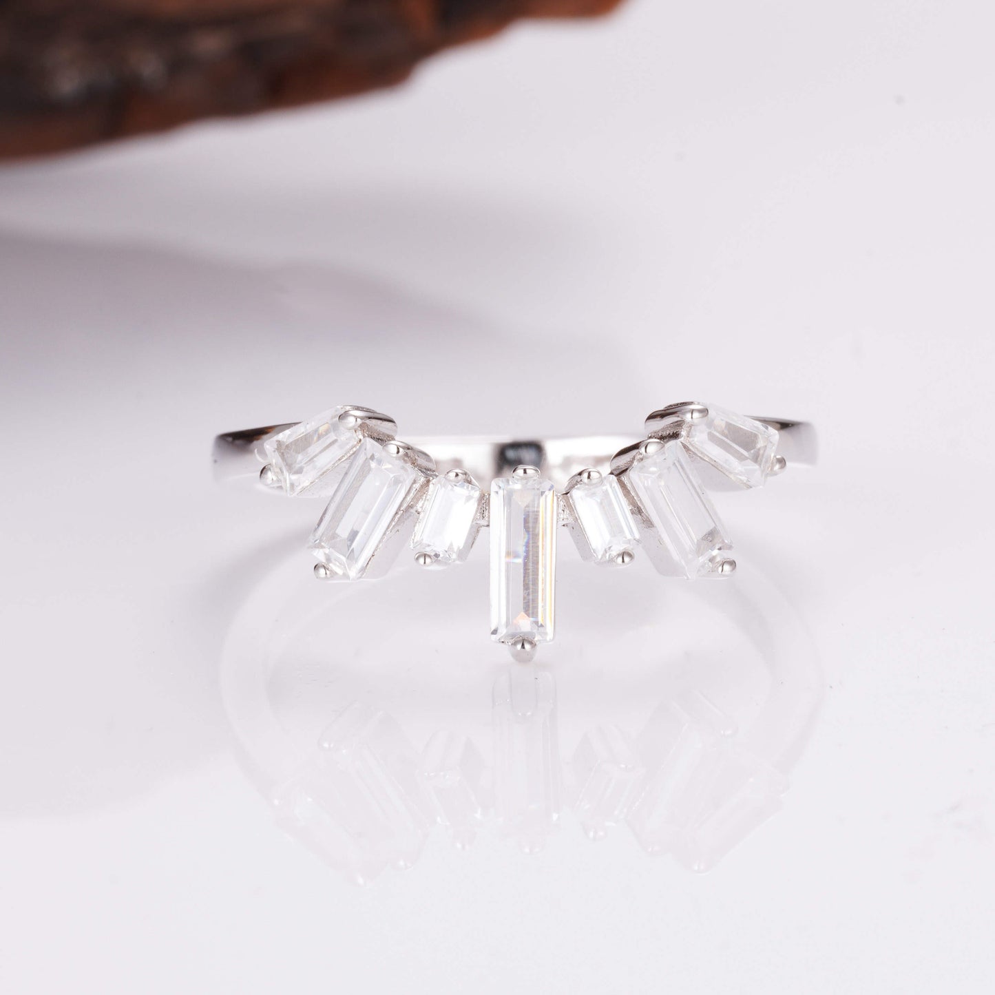 Era Curved Gemstone Stacking Band Sterling Silver