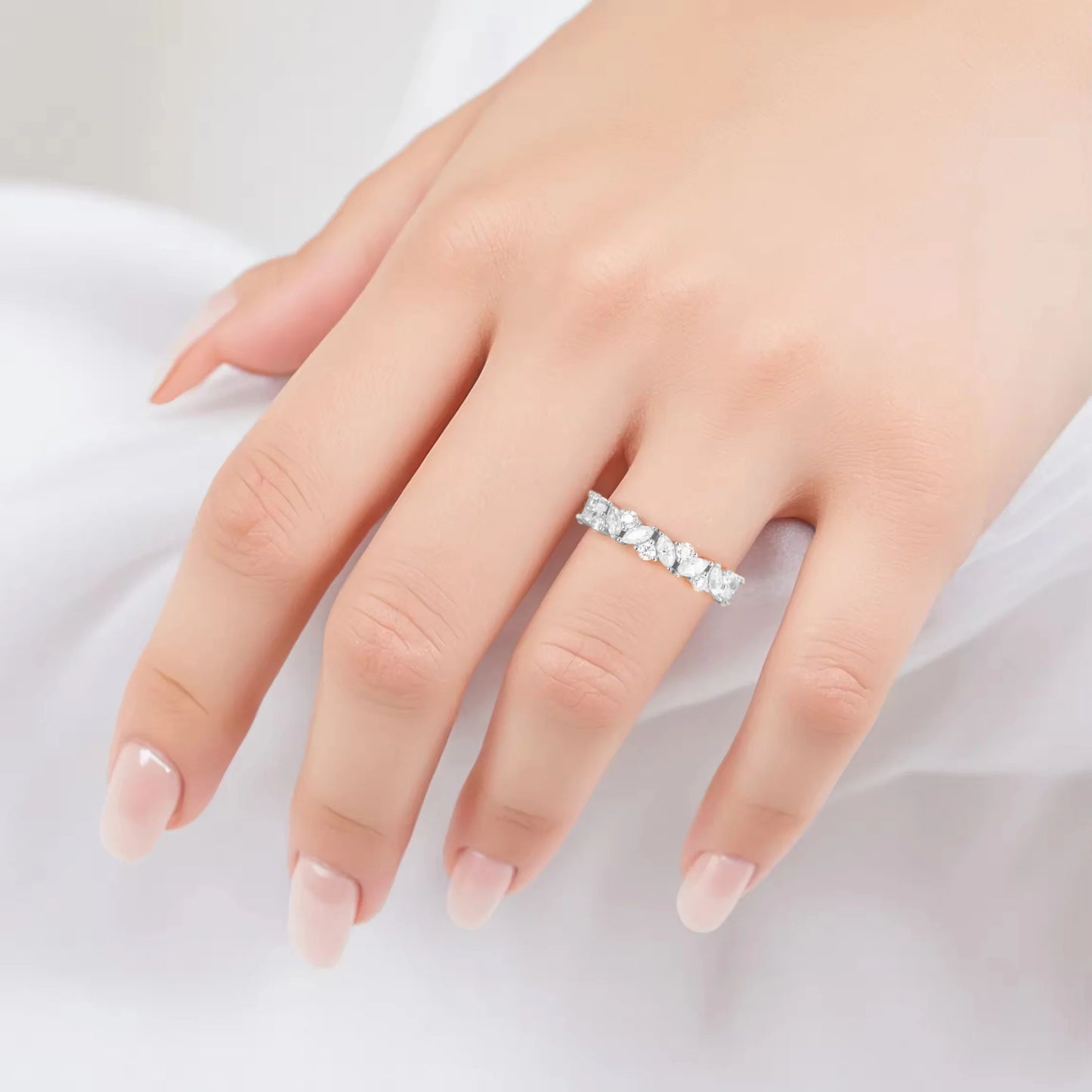 Abi Moissanite Marquise and Round Wedding Band