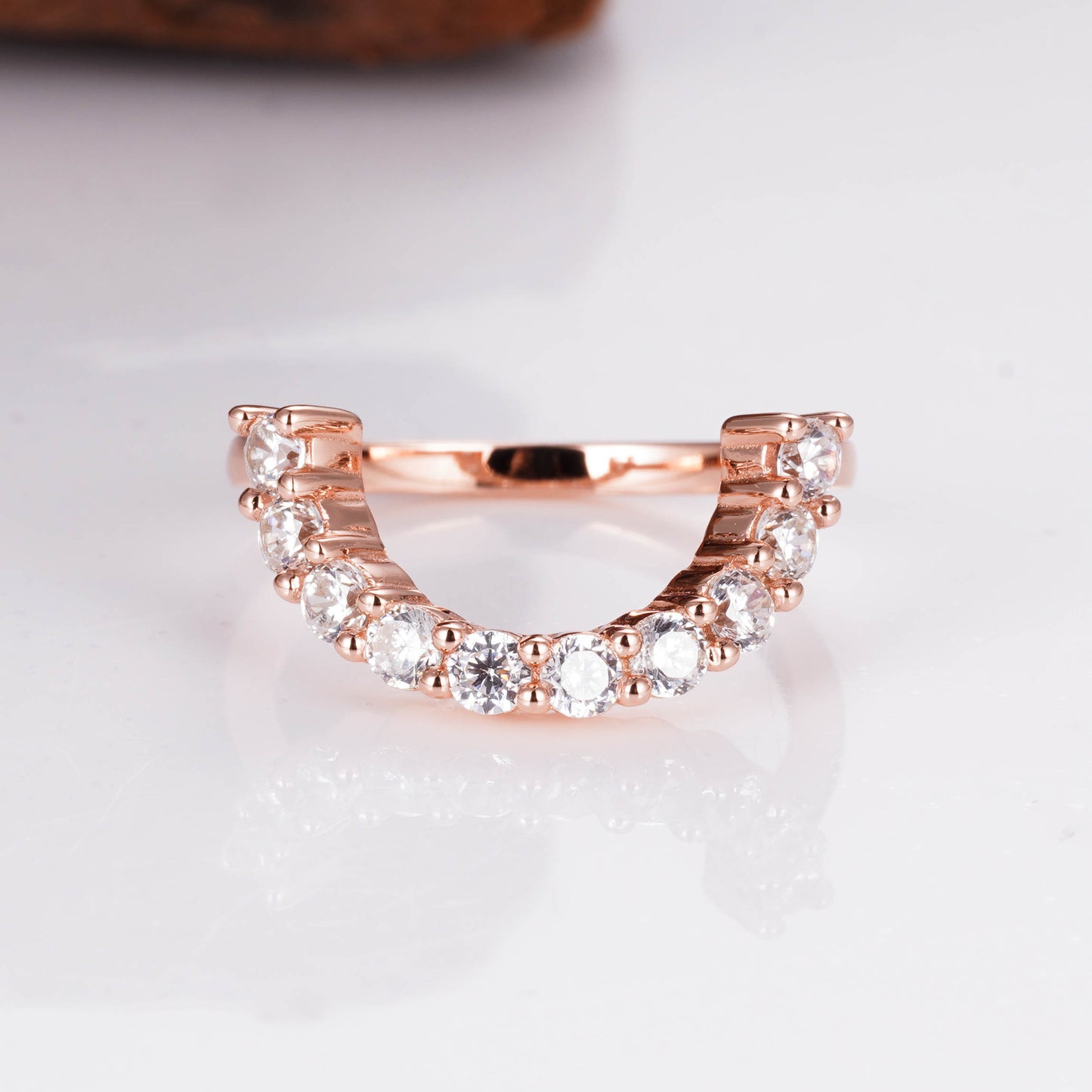 Doe Curved Gemstone Stacking Band Rose Gold