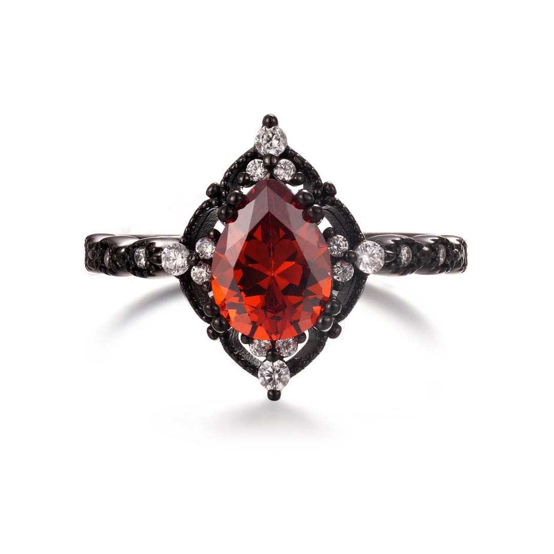 Gloria Garnet and Black Gold Ring