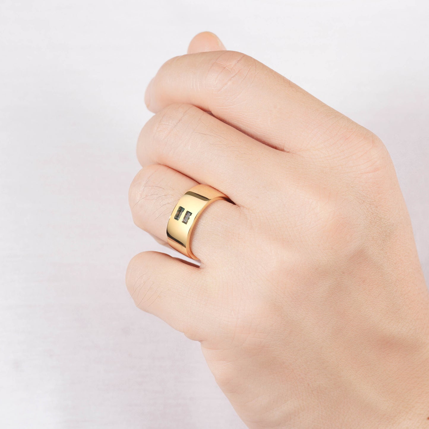 David Green Moss Agate ring with rose gold band