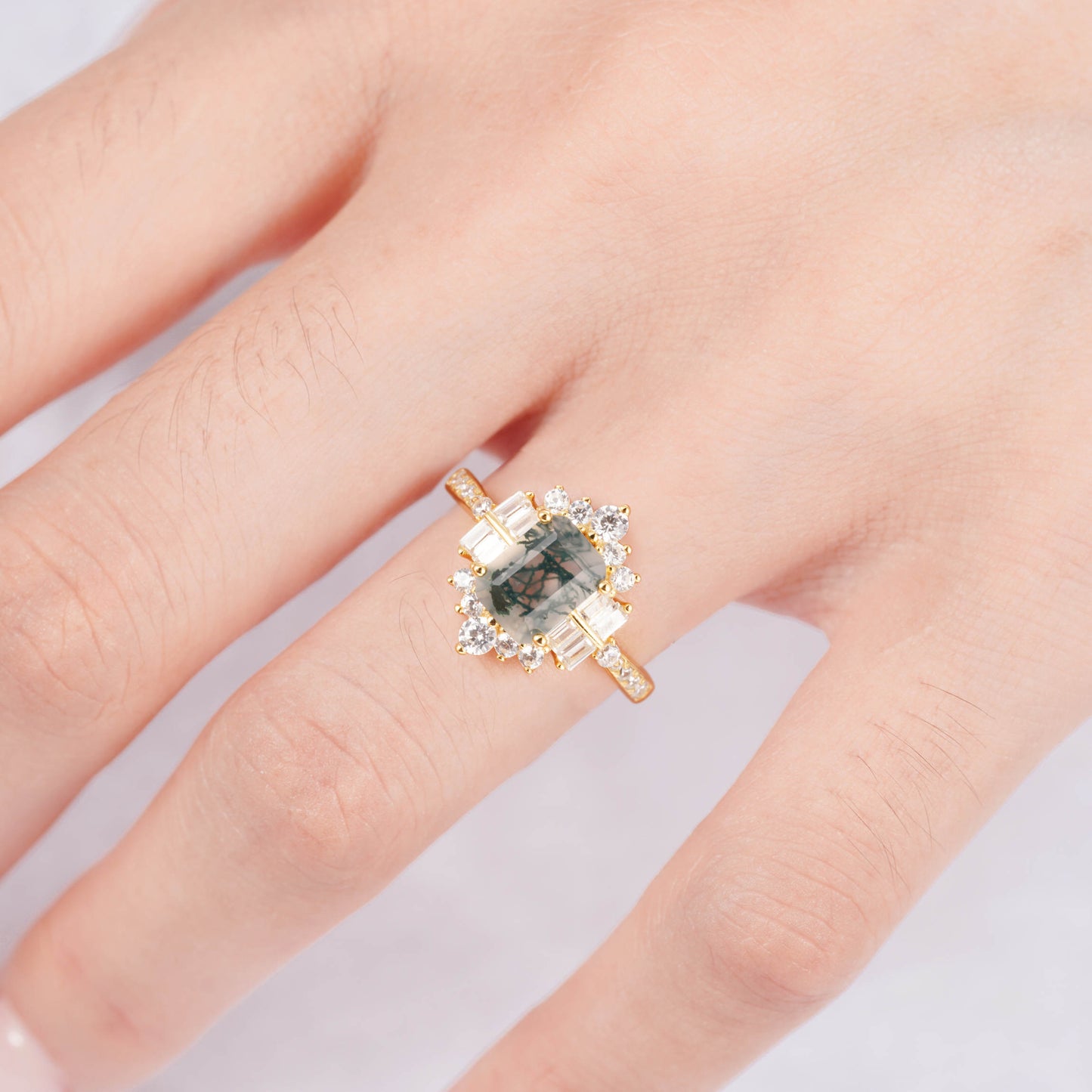 Sea Green Moss Agate Ring