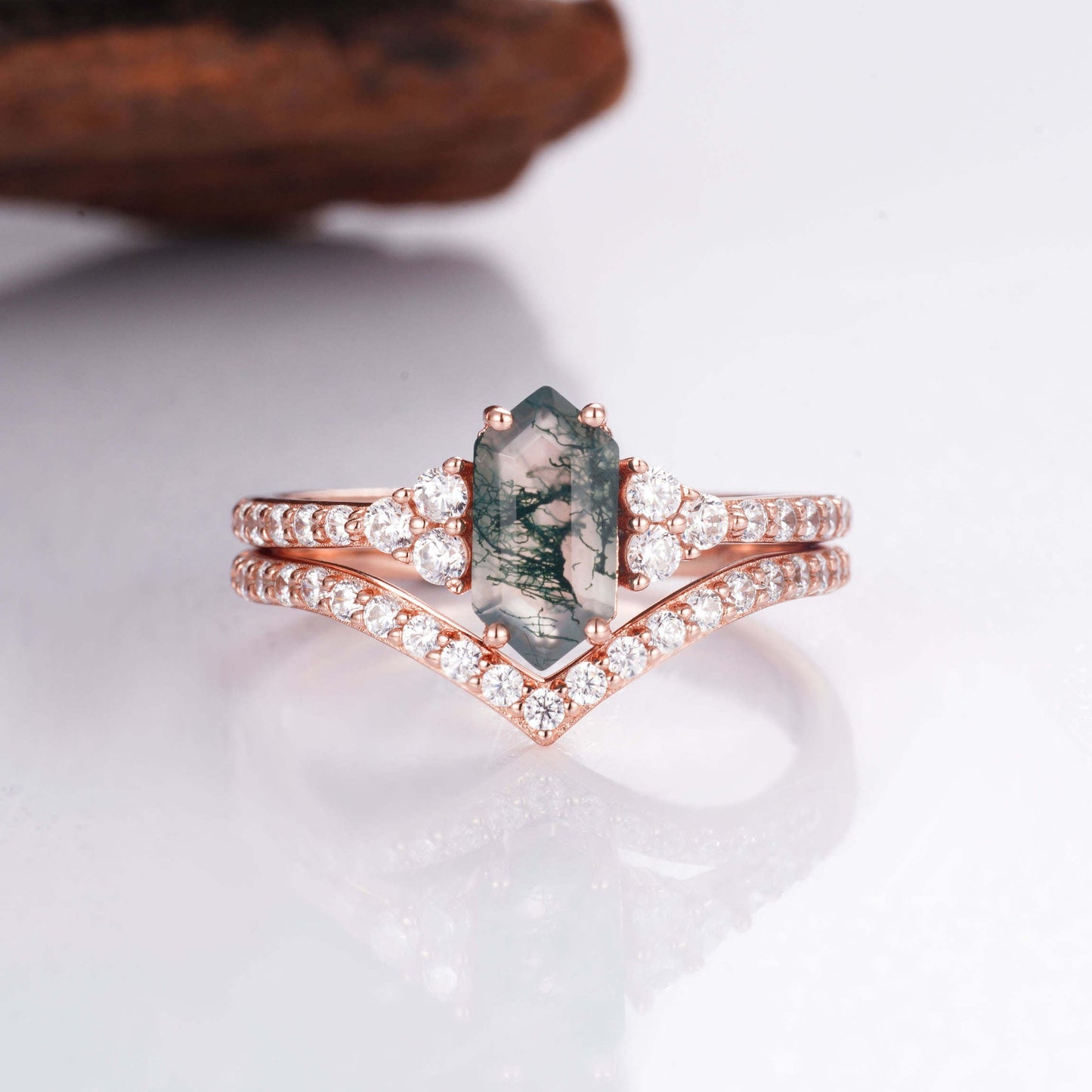 Katharina Moss Agate Quartz Ring Set Sterling Silver
