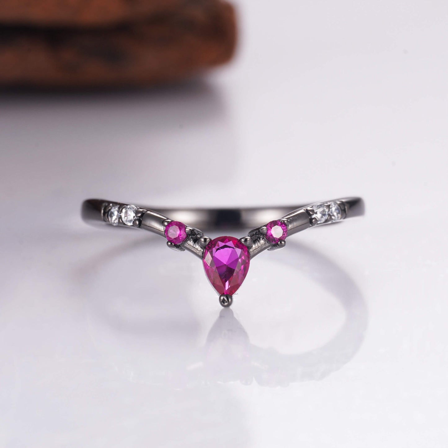 Mesa Pink Sapphire and Black Gold Vermeil Ring