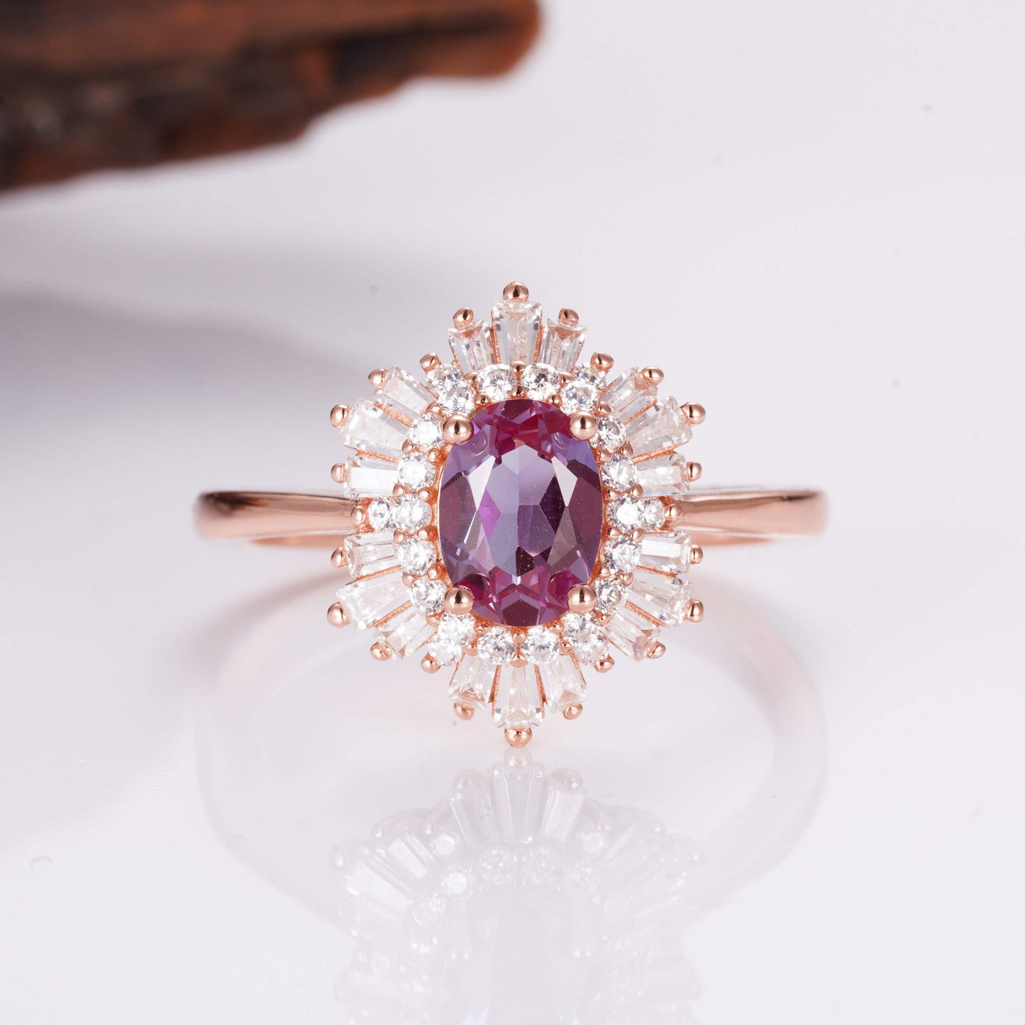Rose Gold Alexandrite Ring with 1.5-Carat Alexandrite Crystal