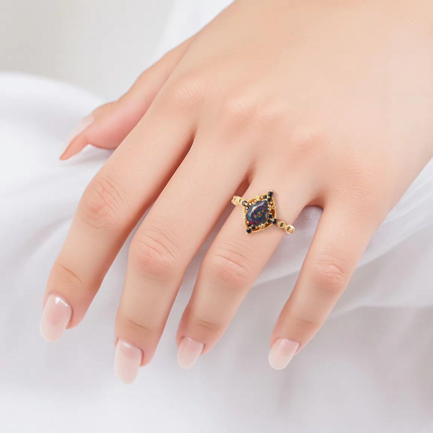 Gloria Black Opal Ring