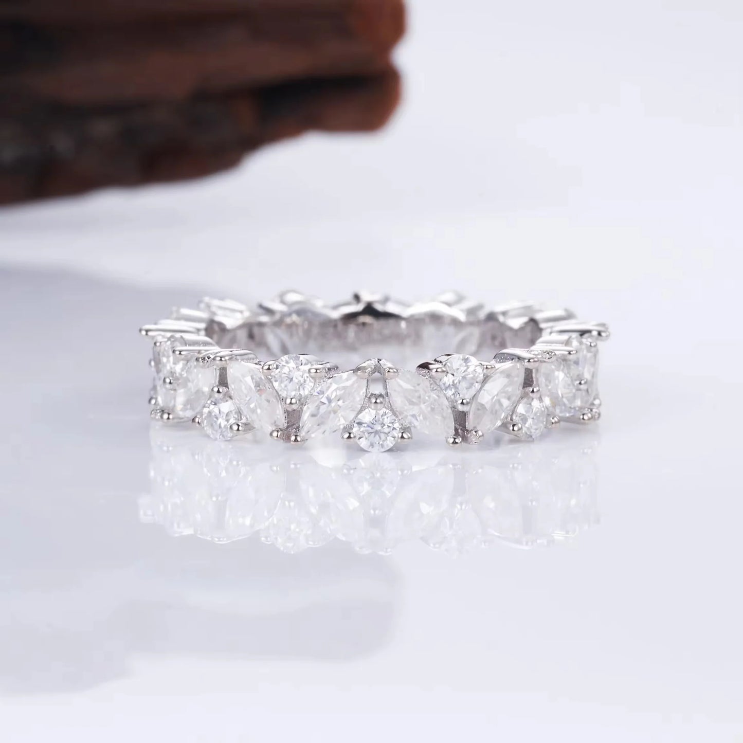 Abi Moissanite Marquise and Round Wedding Band