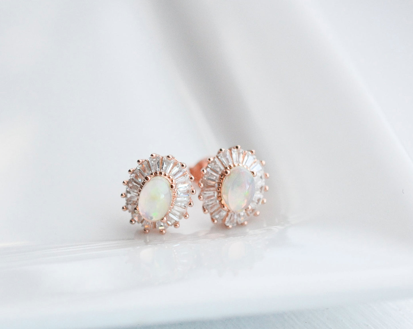 Megan Opal Earrings Rose Gold
