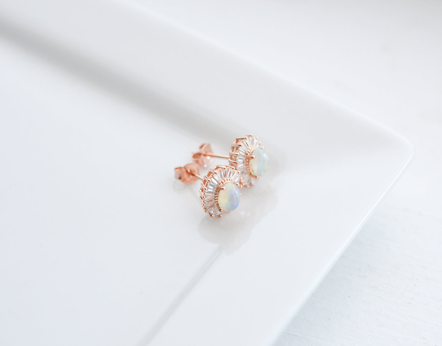 Megan Opal Earrings Rose Gold