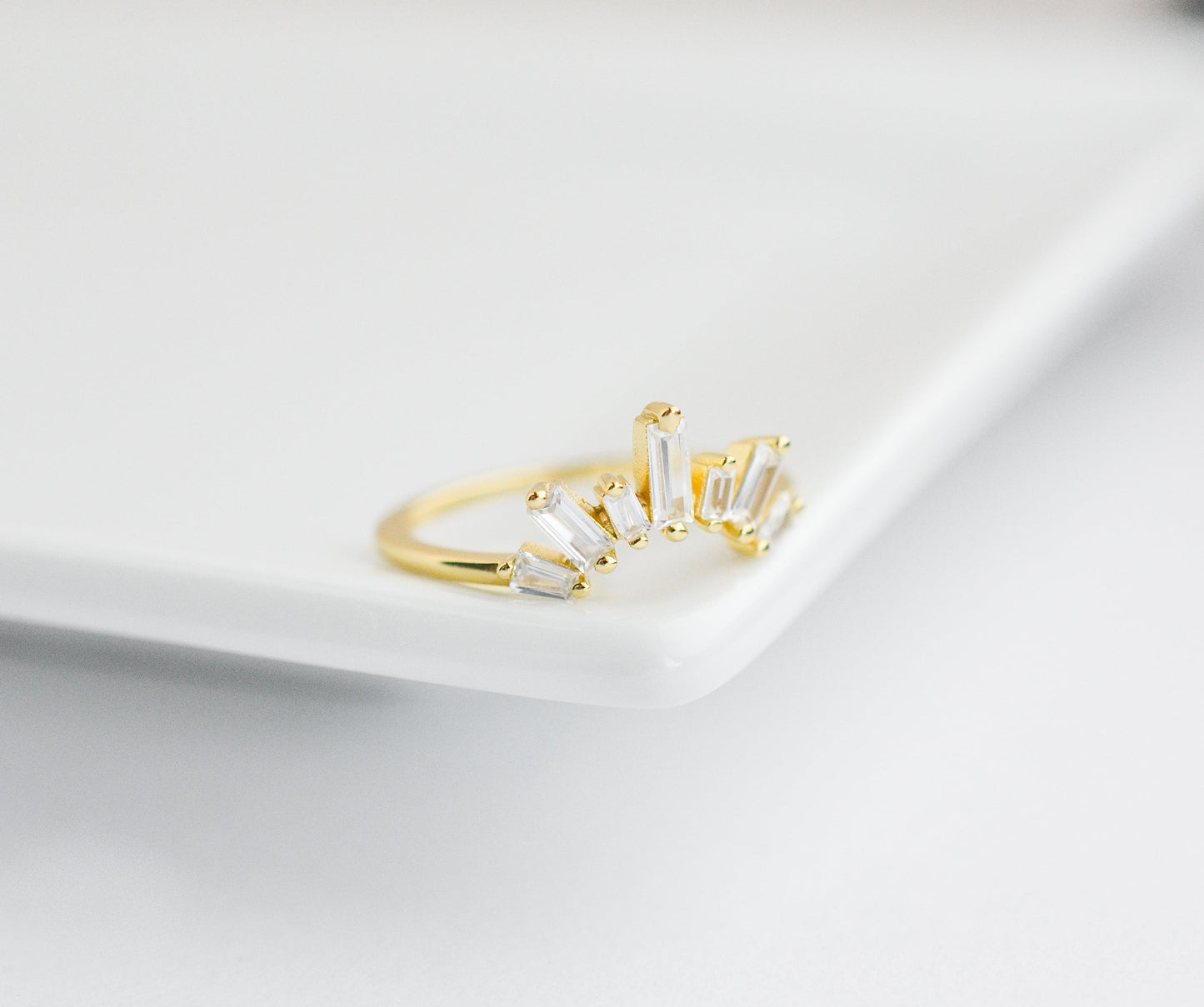 Era Curved Gemstone Stacking Band Rose Gold