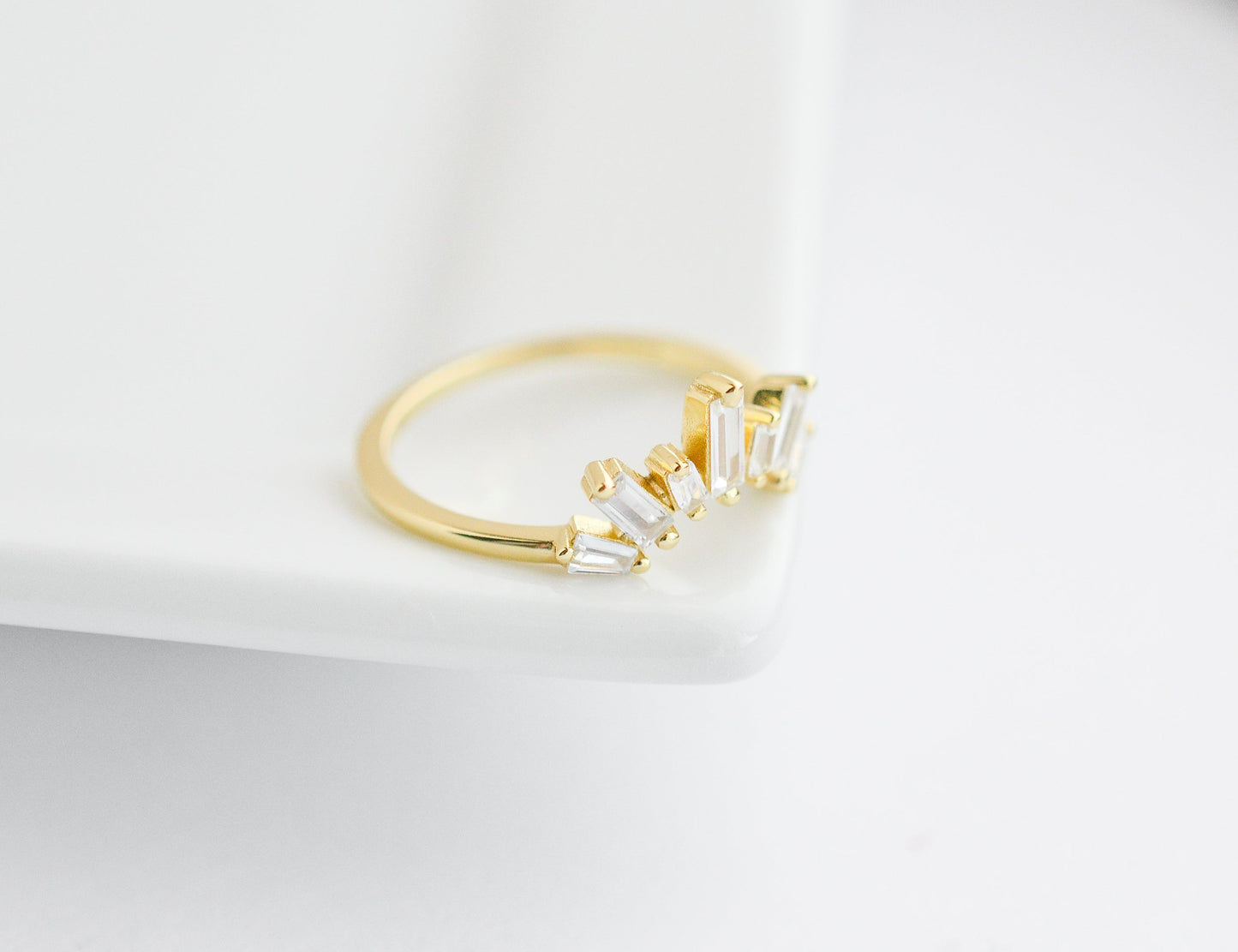 Era Curved Gemstone Stacking Band Rose Gold