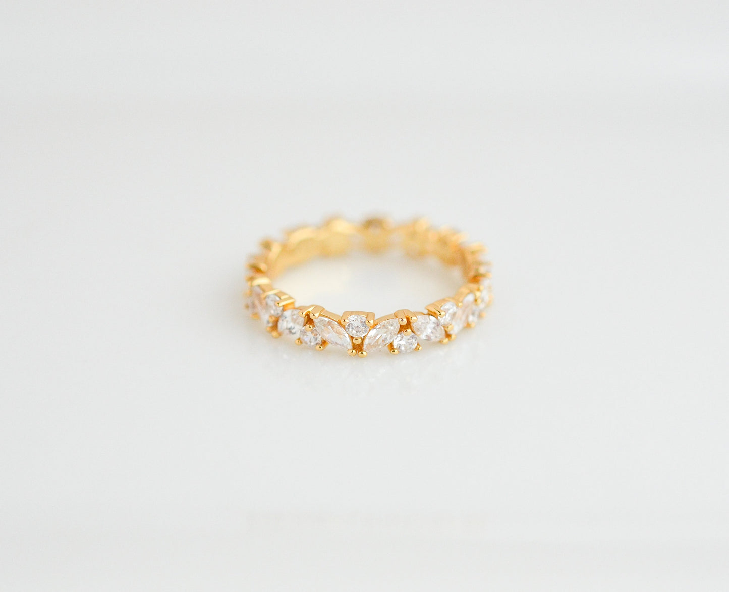 Abi Gemstone Marquise and Round Wedding Band Sterling Silver