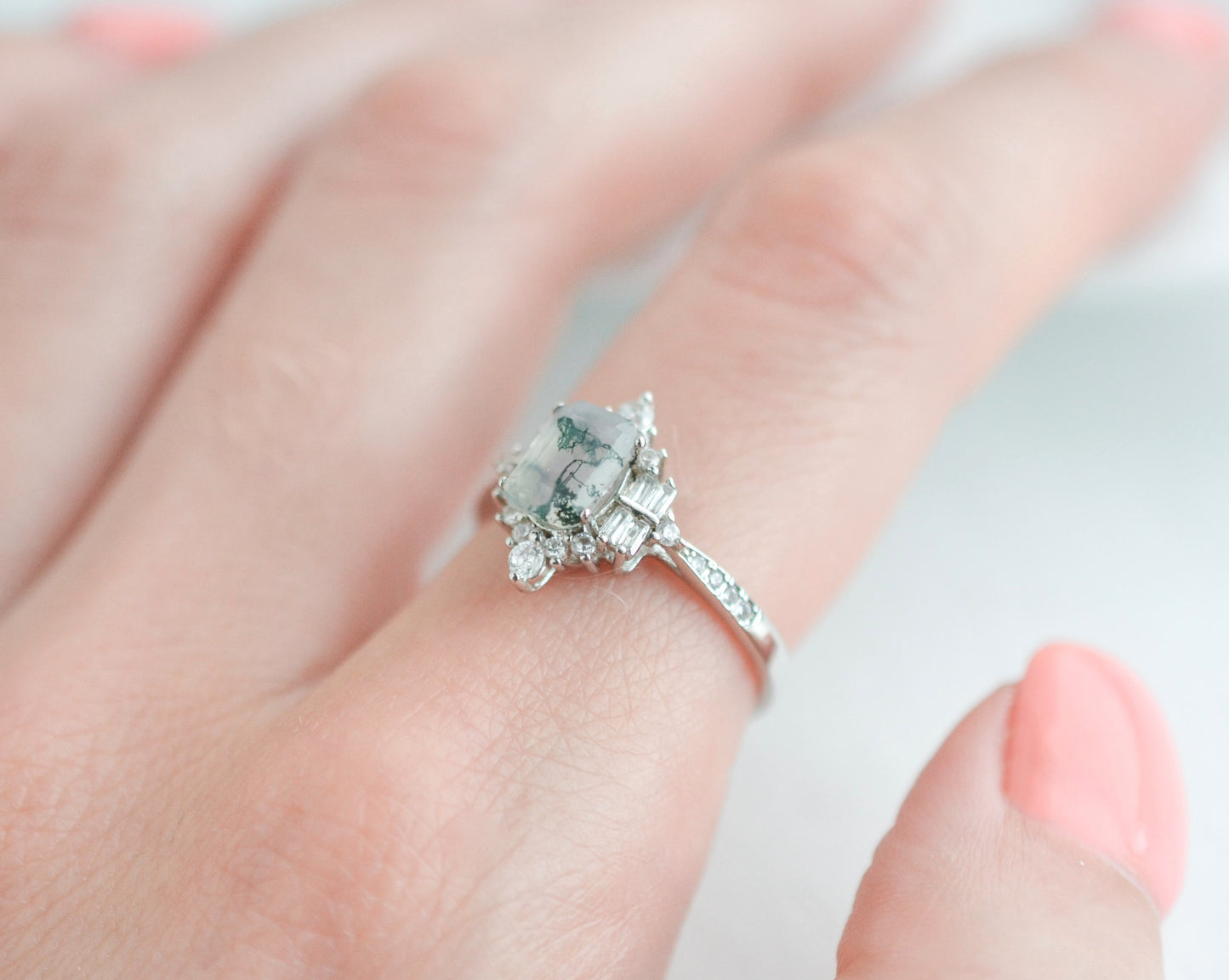 Sea Green Moss Agate Ring