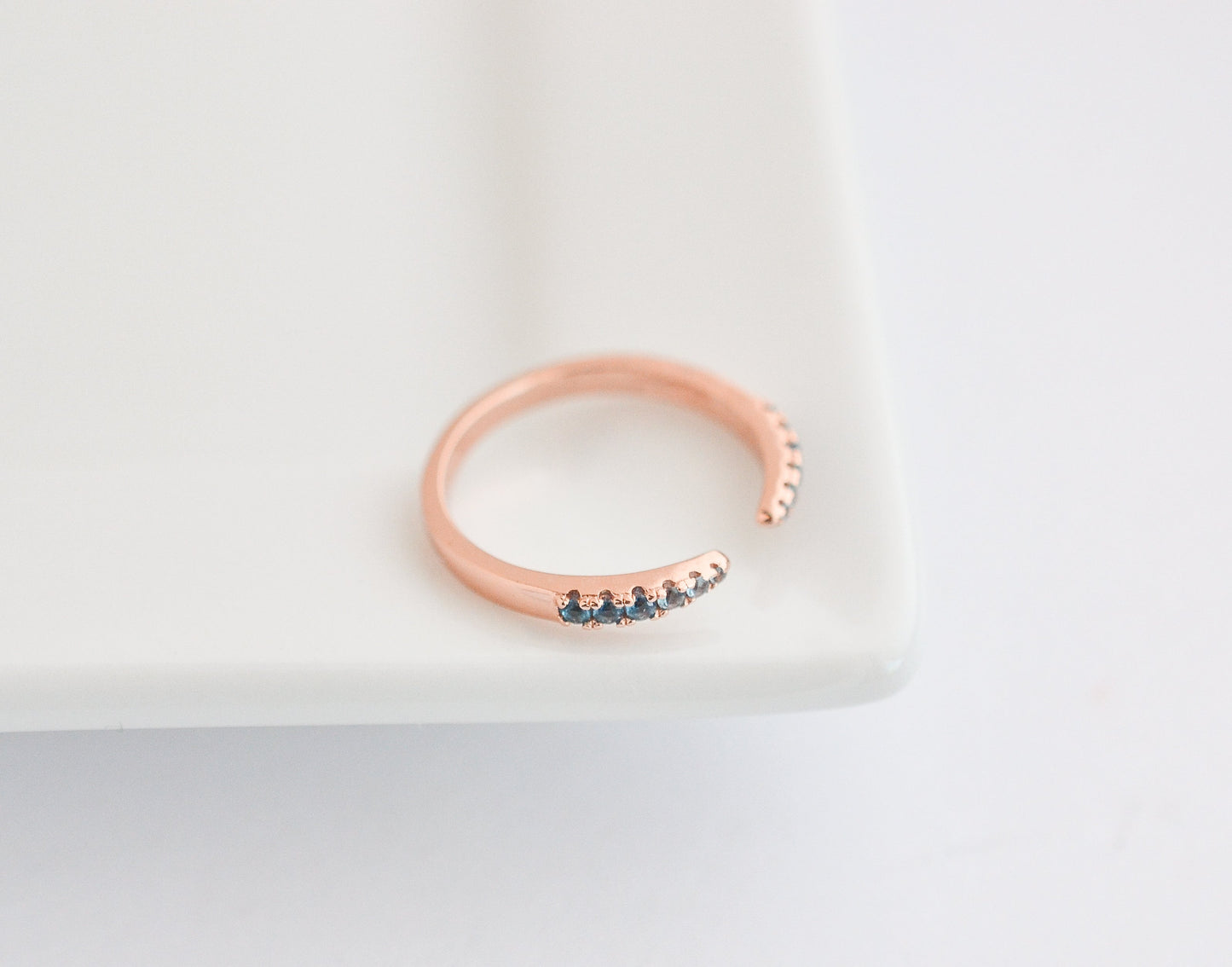 Esi Open London Blue Topaz Stacking Band Rose Gold