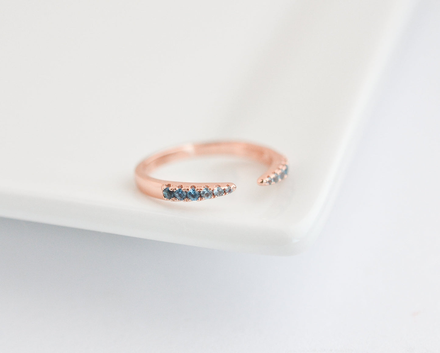 Esi Open London Blue Topaz Stacking Band Rose Gold