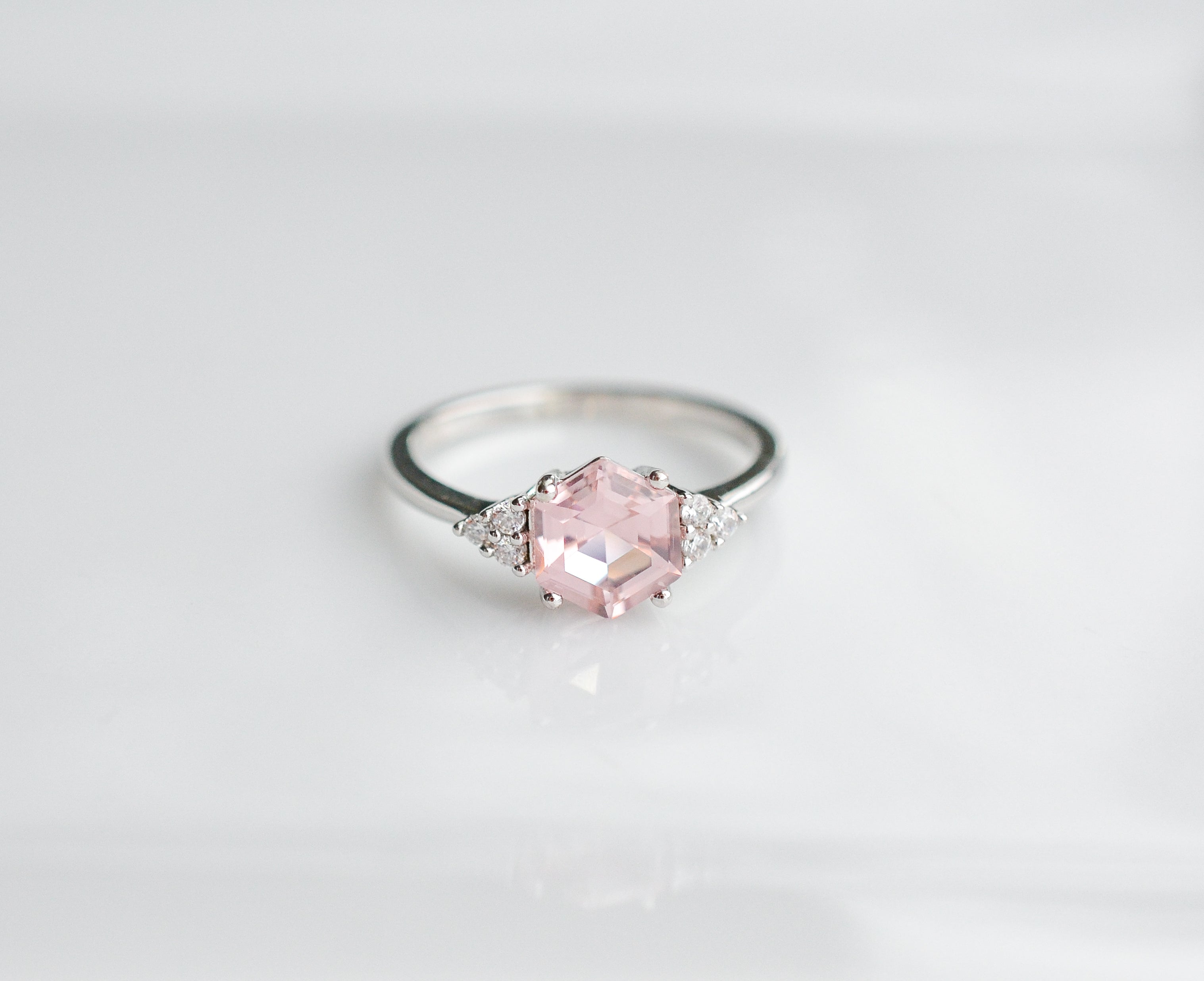 Handcrafted Amber Hexagon Morganite Ring