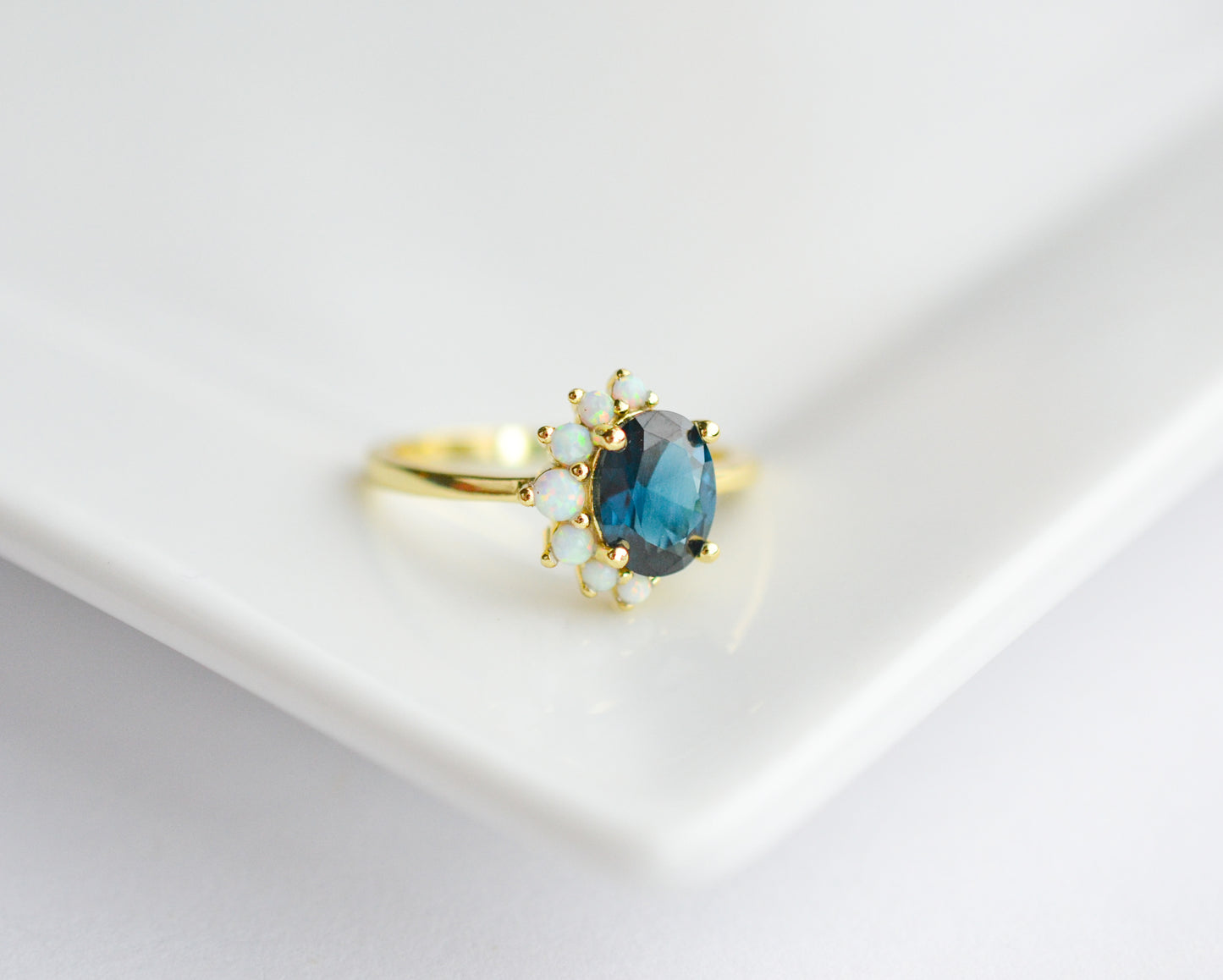 Ari London Blue Topaz & Opal Ring