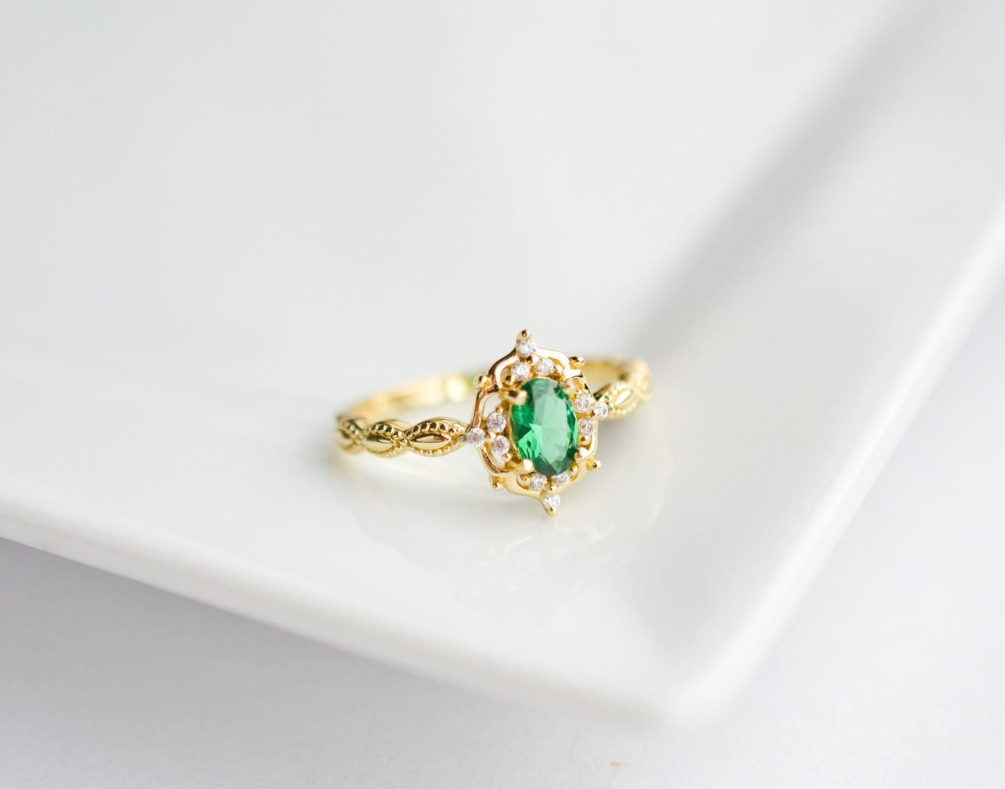 Fia Emerald Ring Rose Gold