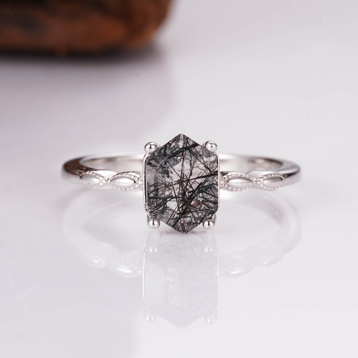 Iza Black Rutilated Quartz Ring
