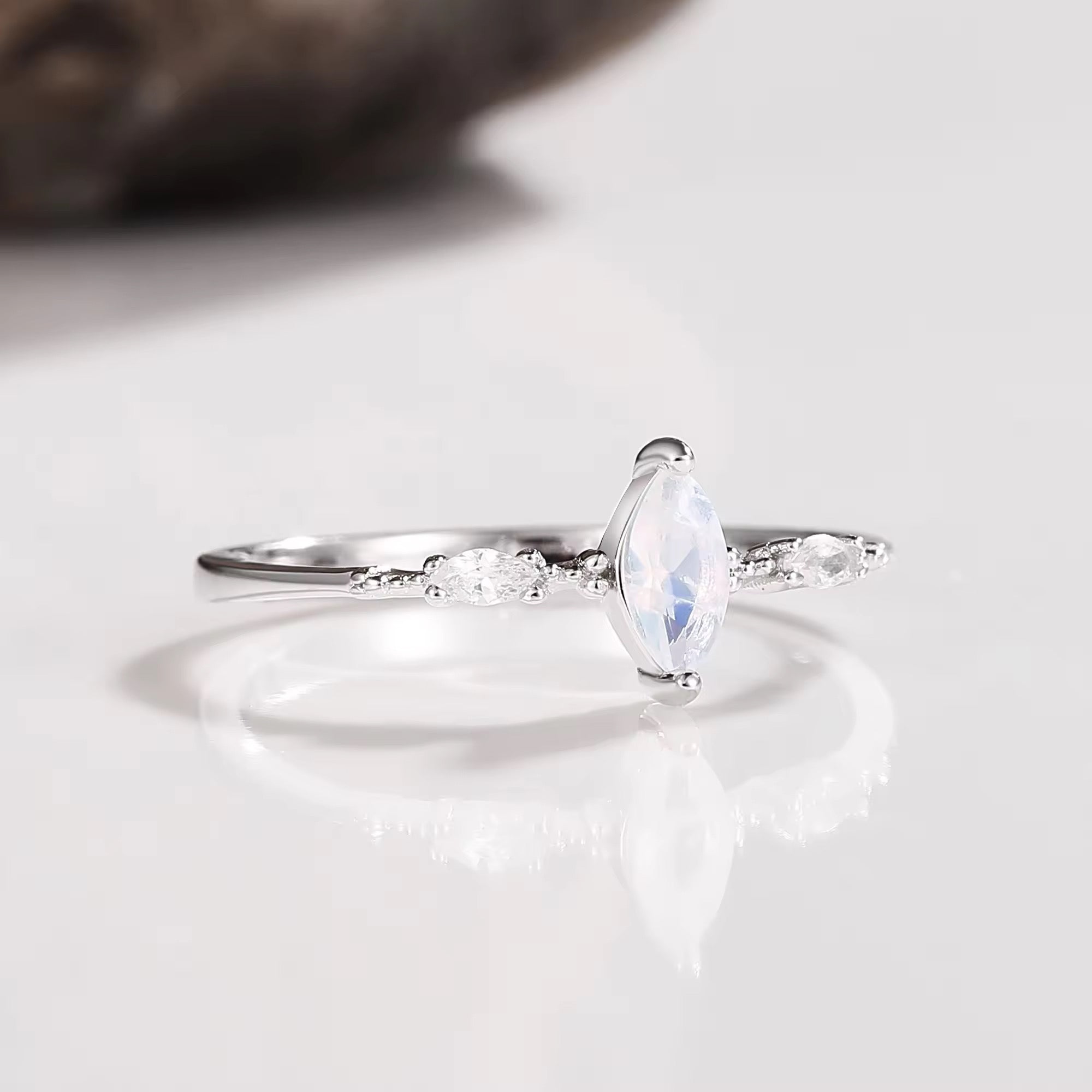 Aya Moonstone Ring Sterling Silver