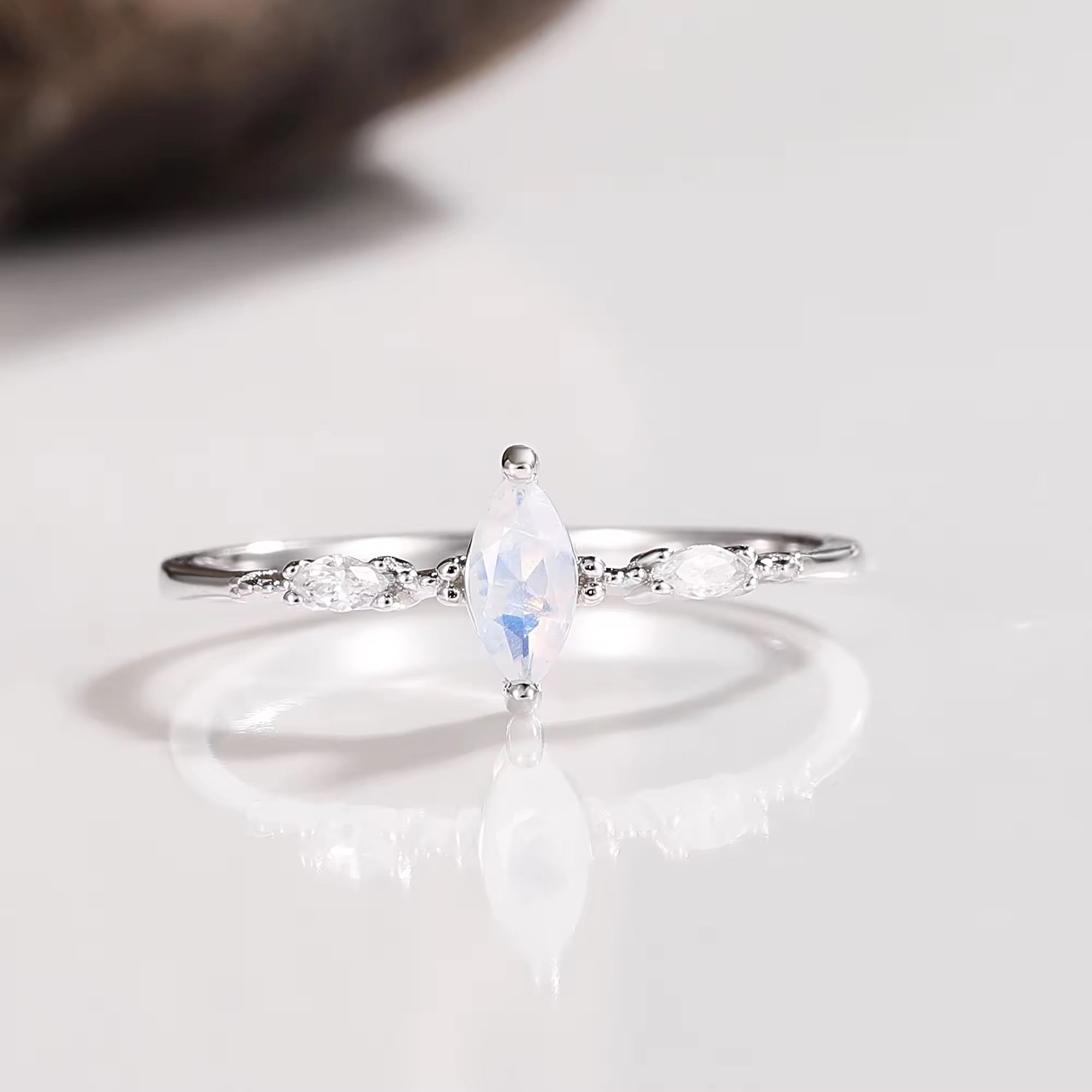 Aya Moonstone Ring Sterling Silver