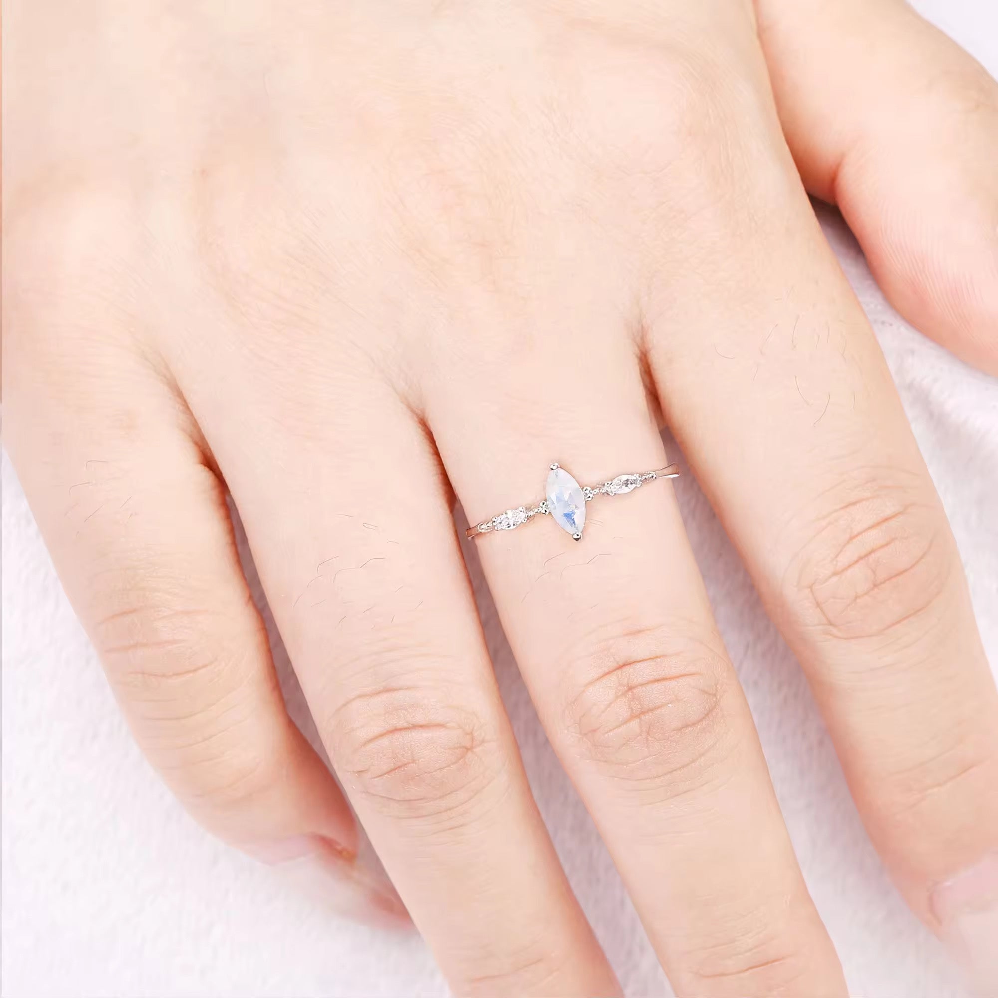 Aya Moonstone Ring Sterling Silver