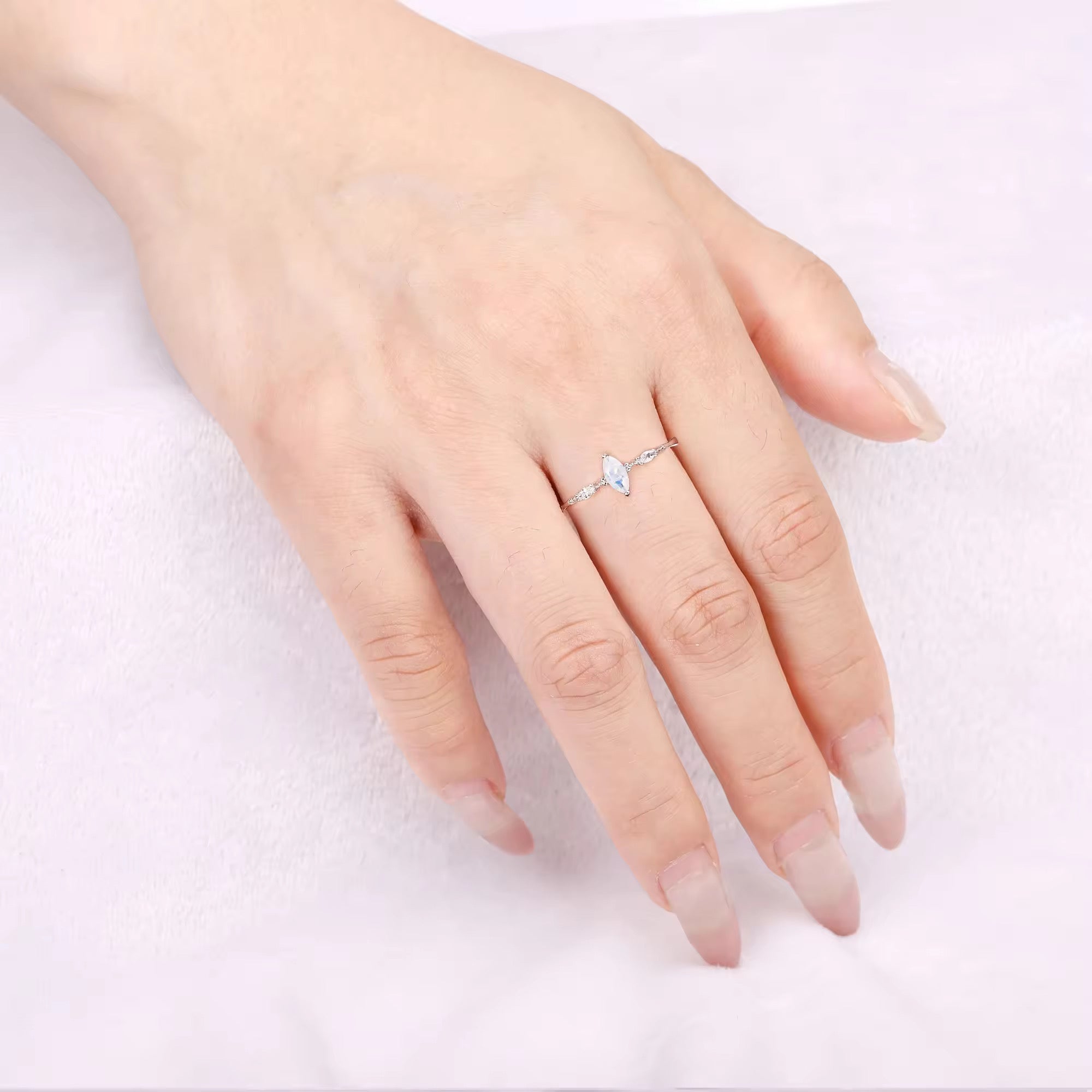 Aya Moonstone Ring Sterling Silver