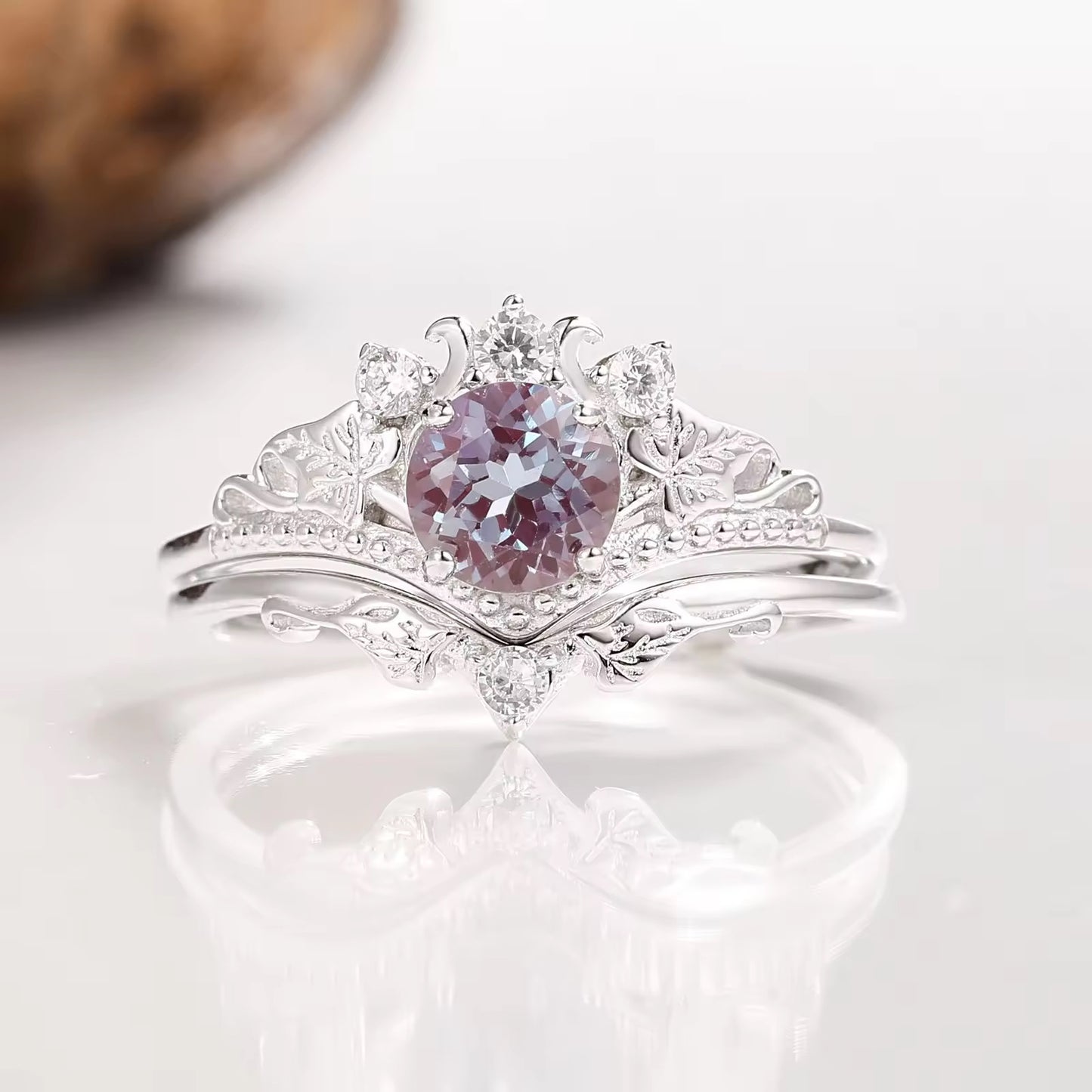Ashla Alexandrite Ring Set Sterling Silver