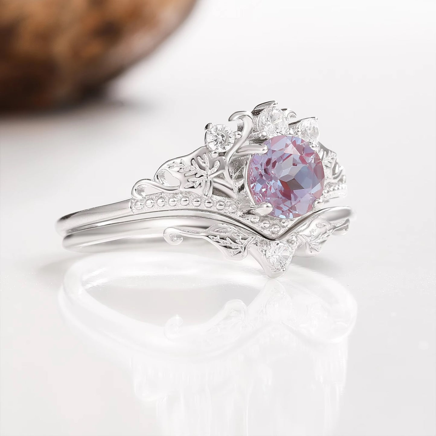 Ashla Alexandrite Ring Set Sterling Silver