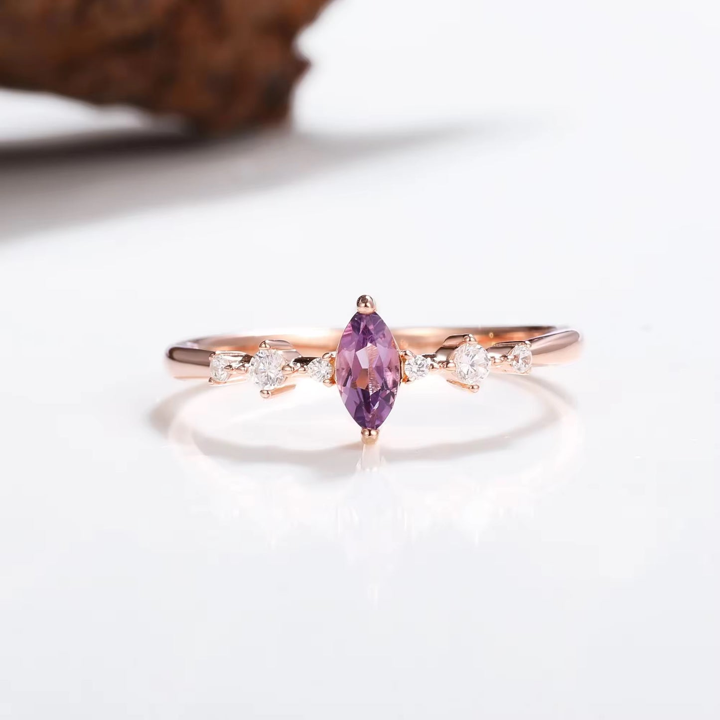 Ava Amethyst Ring Rose Gold