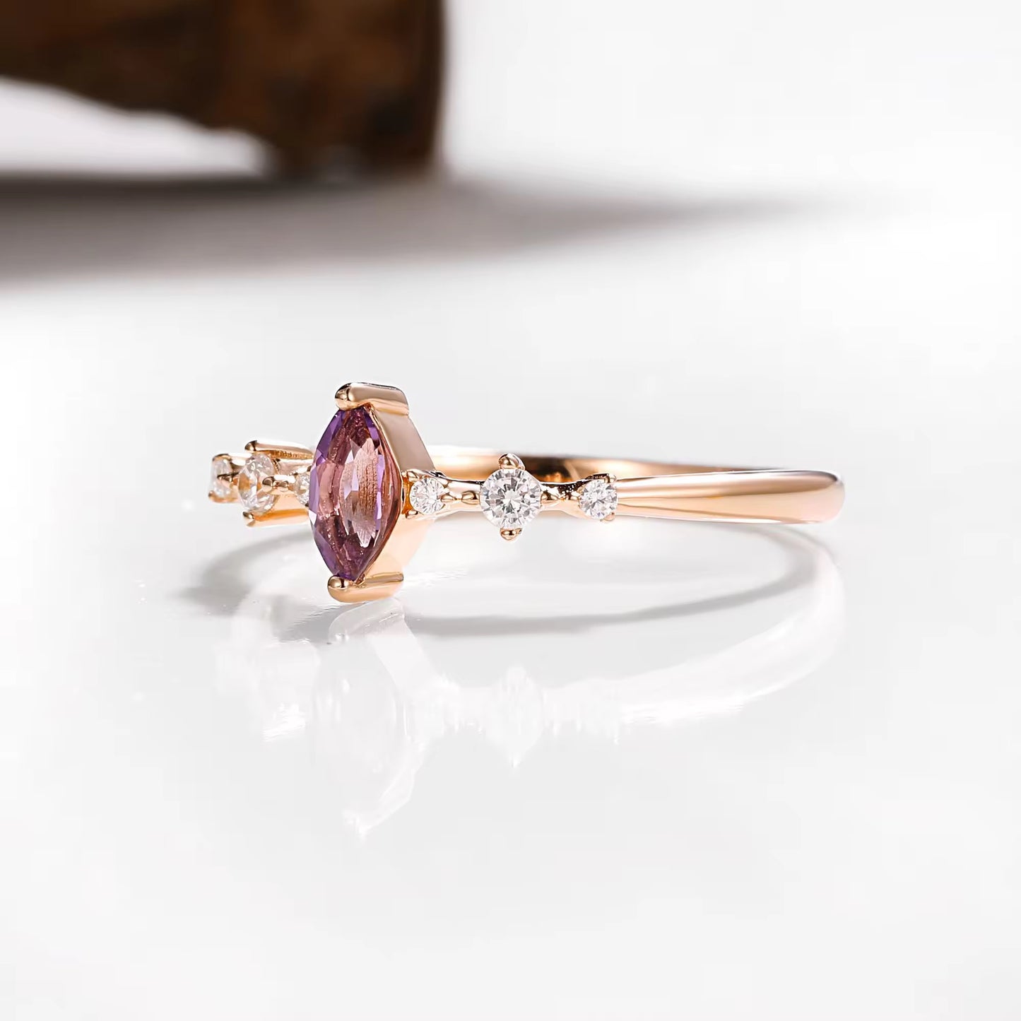 Ava Amethyst Ring Rose Gold