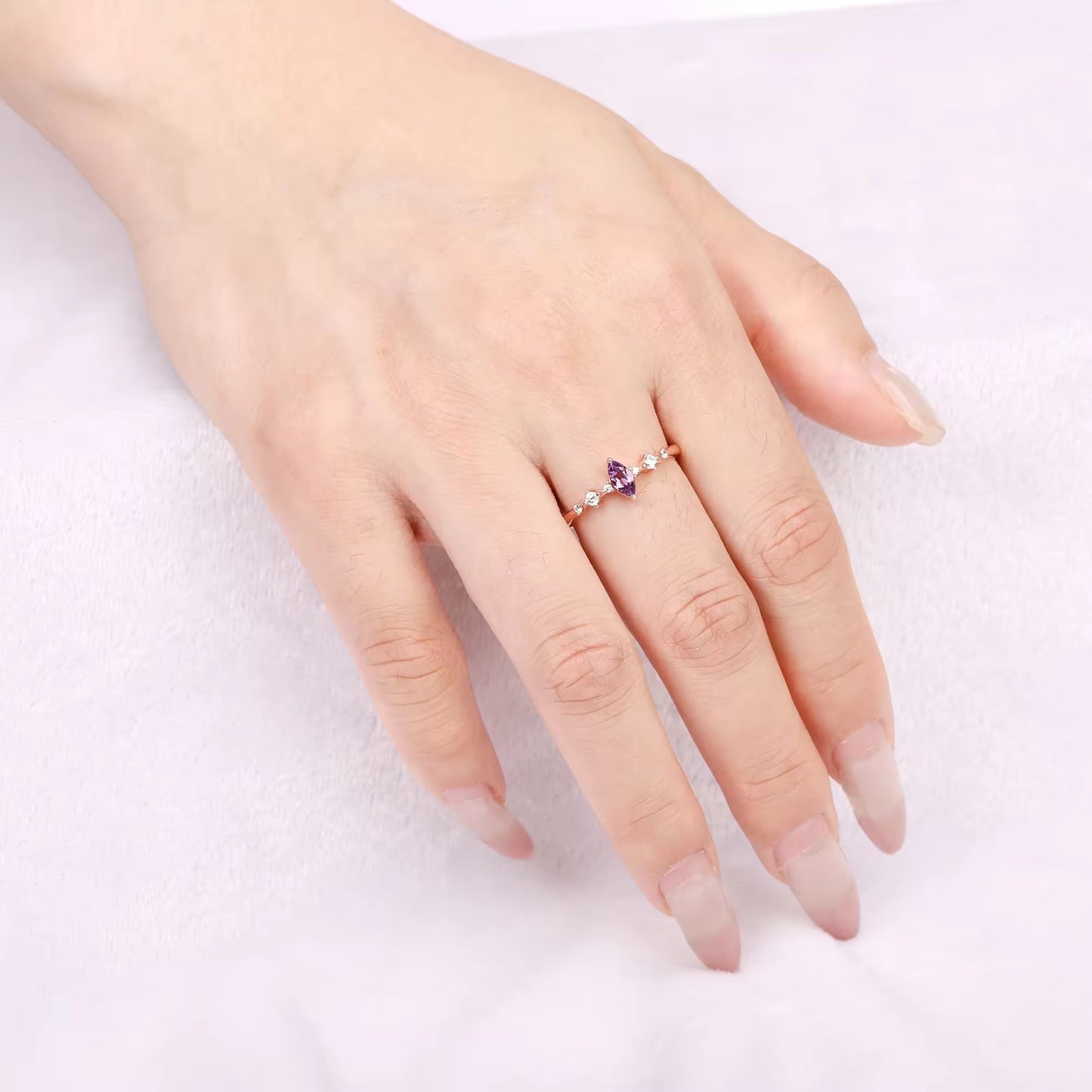 Ava Amethyst Ring Rose Gold