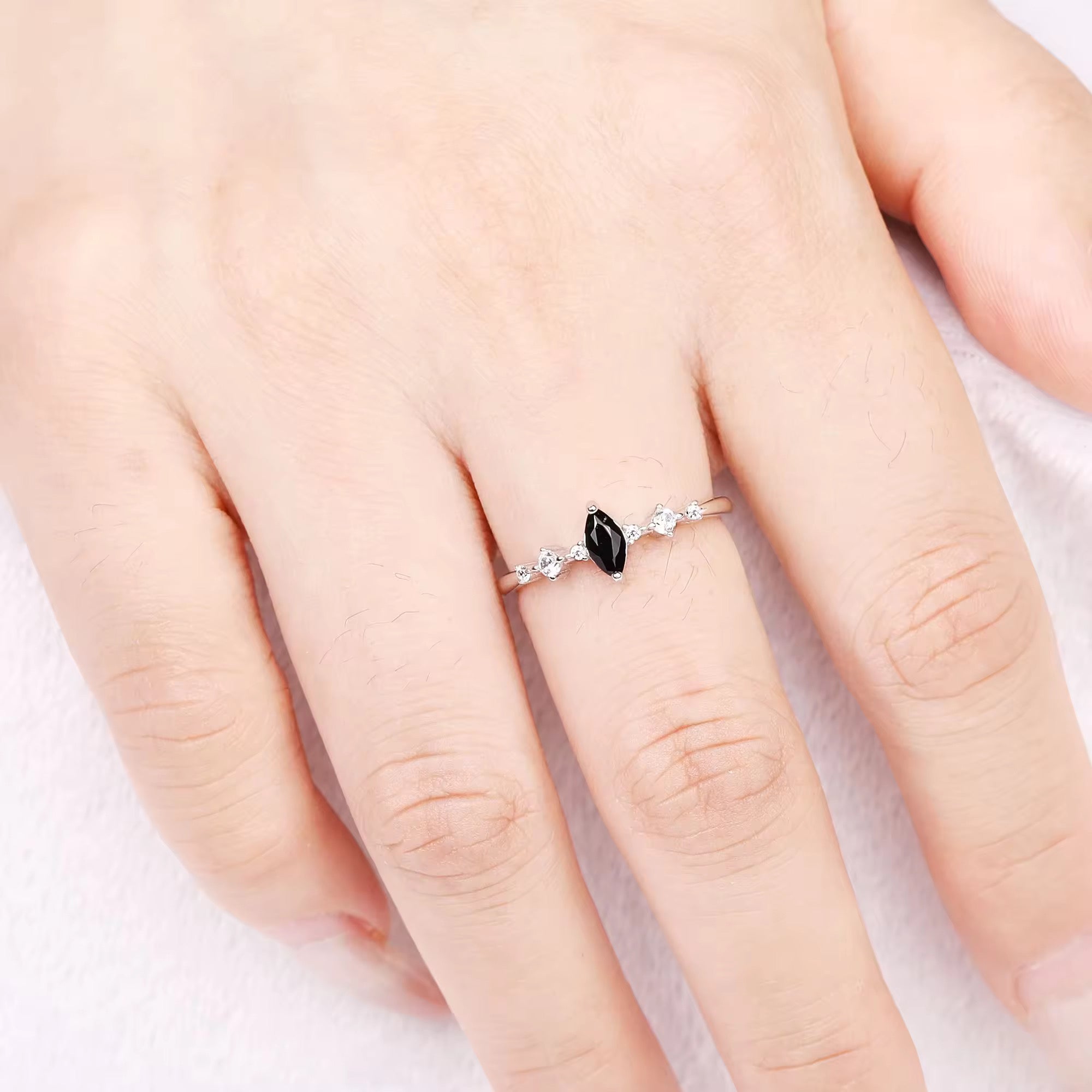 Ava Black Onyx Ring Sterling Silver