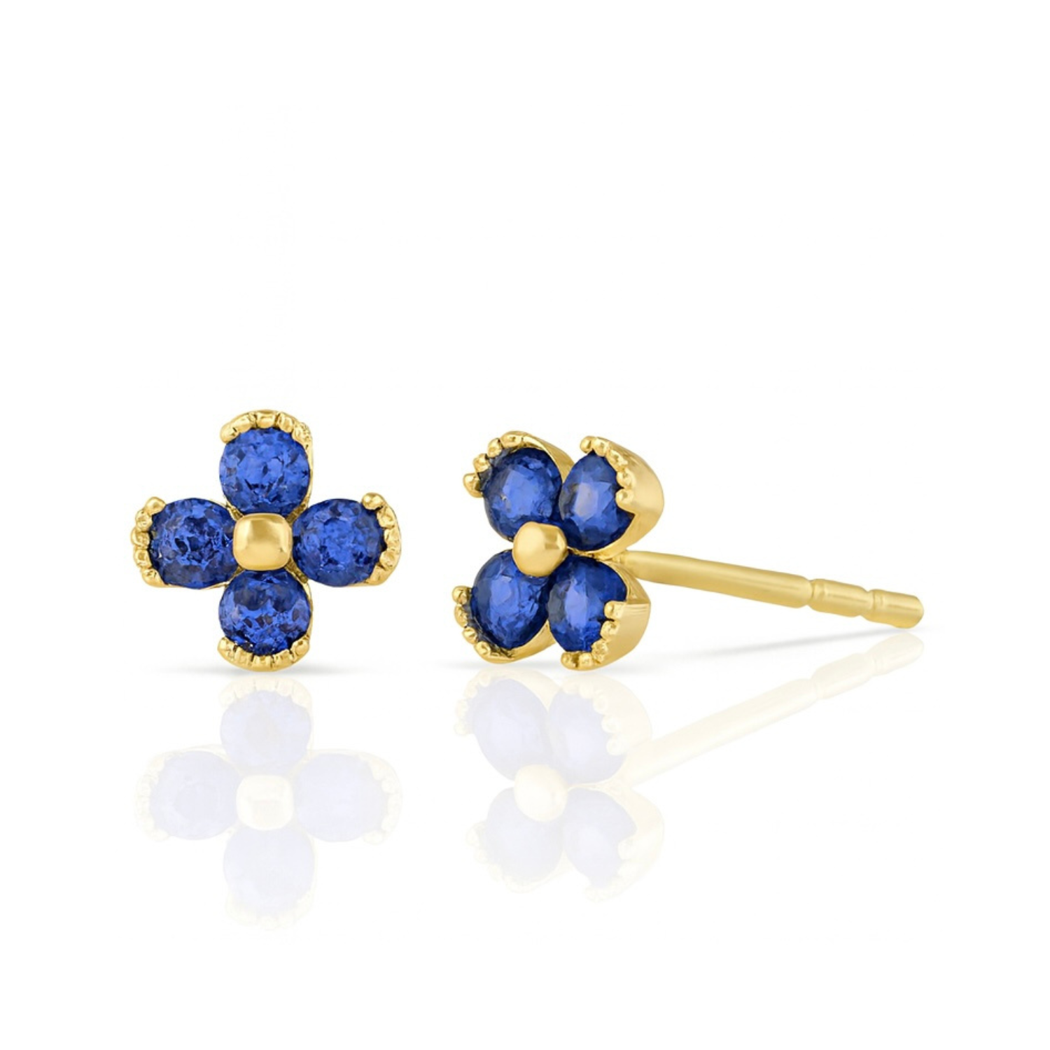 Jay 14k Solid Gold Ruby Flowers Earrings