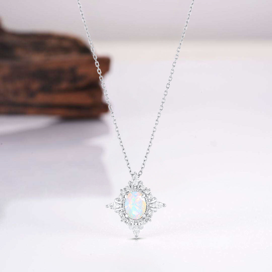 Mia Opal Necklace Gold with fire opal pendant and crystals