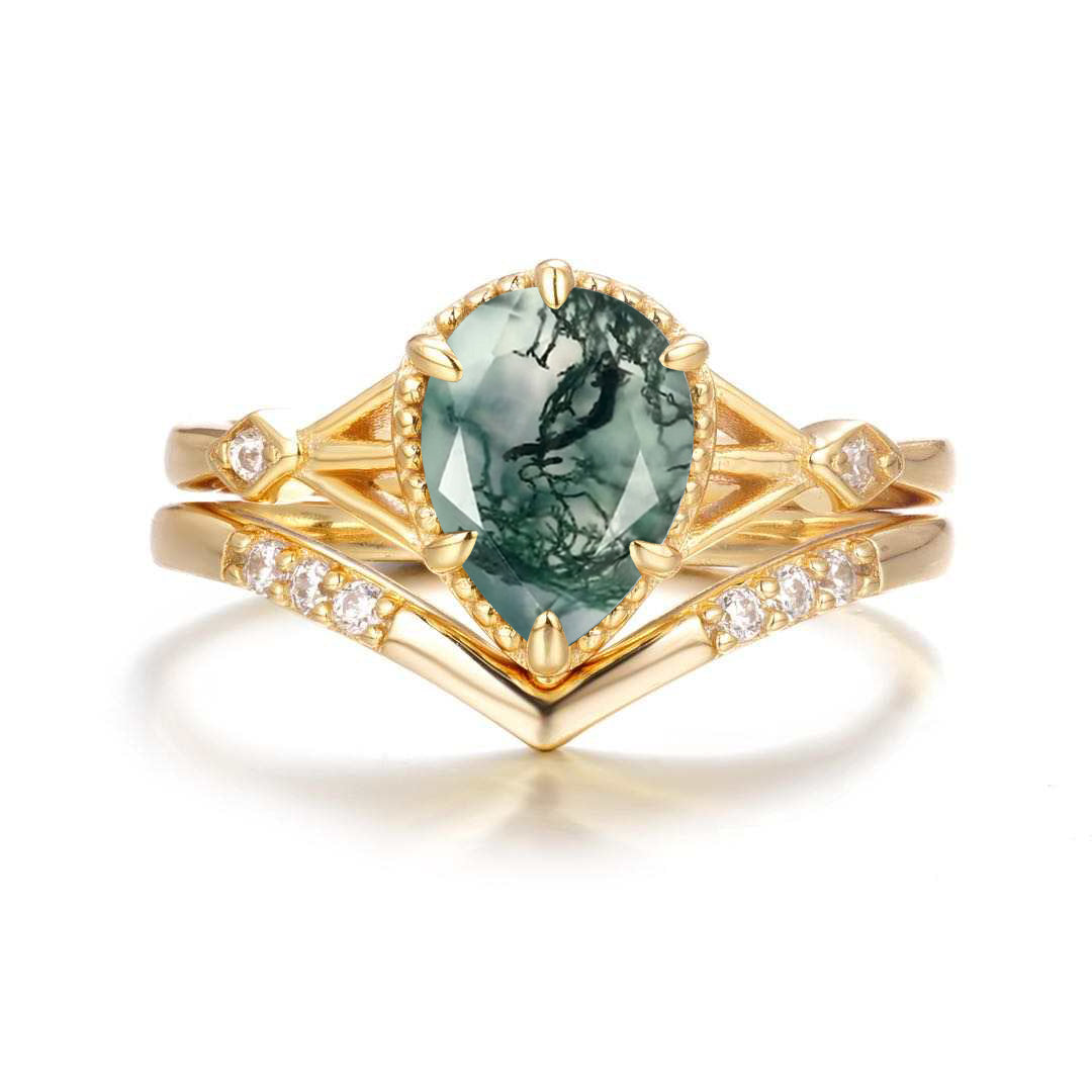 Emily Moss Agate Quartz Ring Set