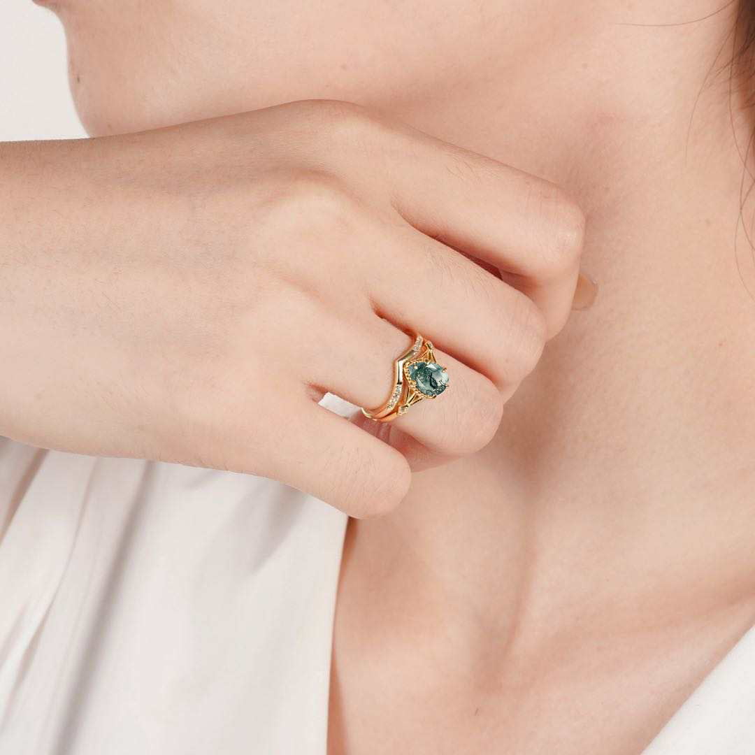 Emily Moss Agate Quartz Ring Set