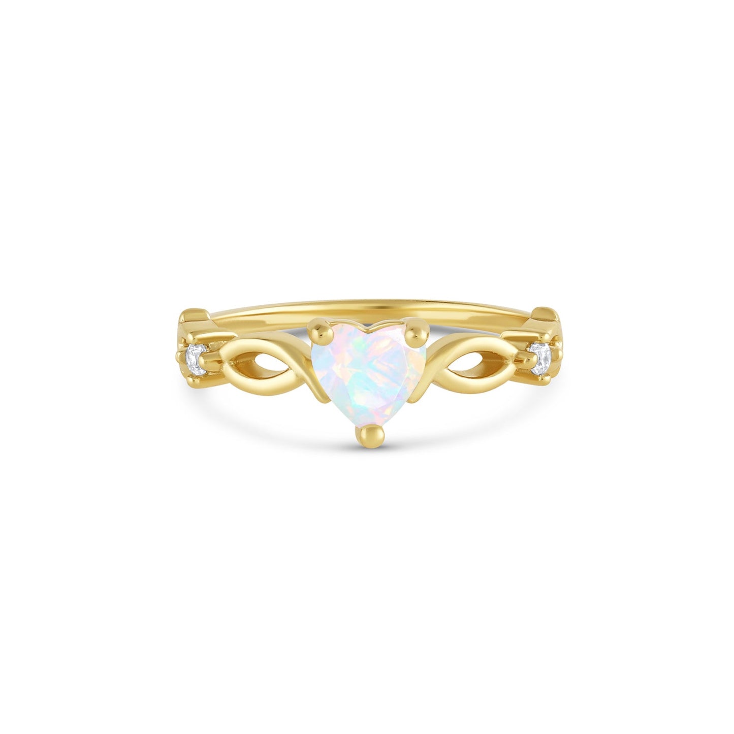 Sterling silver opal ring with heart-shaped gemstone
